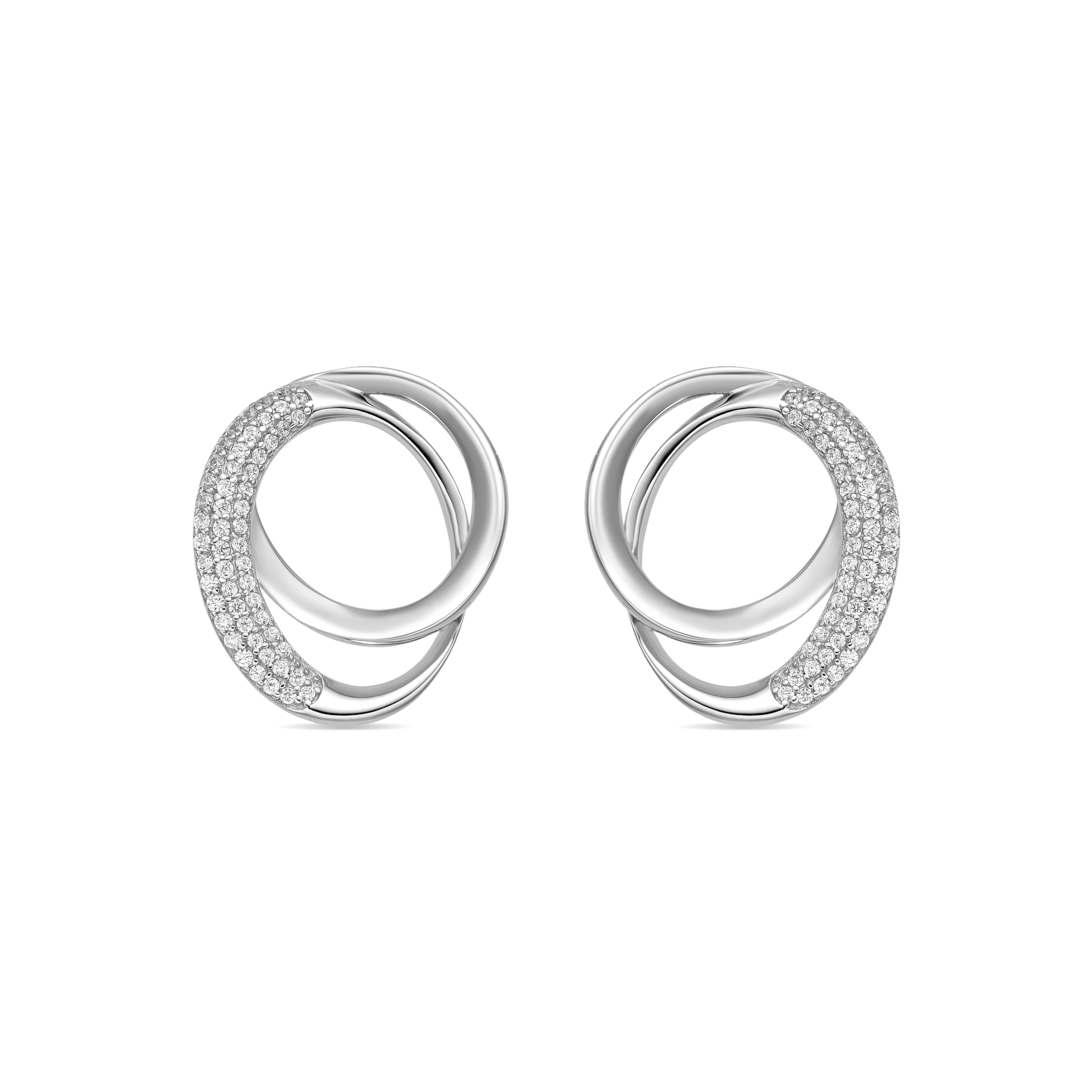 Pendientes de Plata de Ley 925 y Circonita Brillante acabado rodio - Aspho