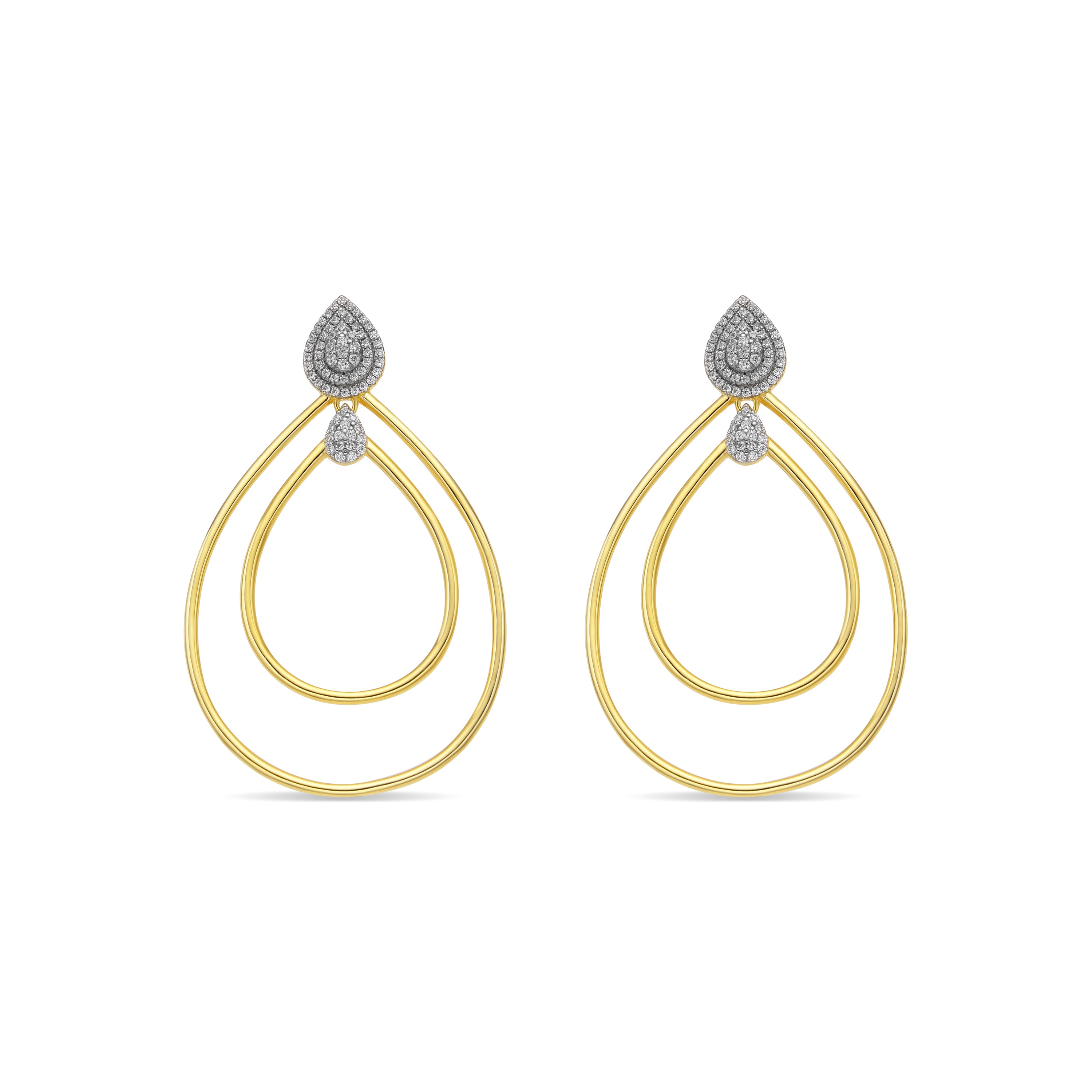 Pendientes de Plata de Ley 925 y Circonita Brillante acabado oro amarillo de 18k - Hyka
