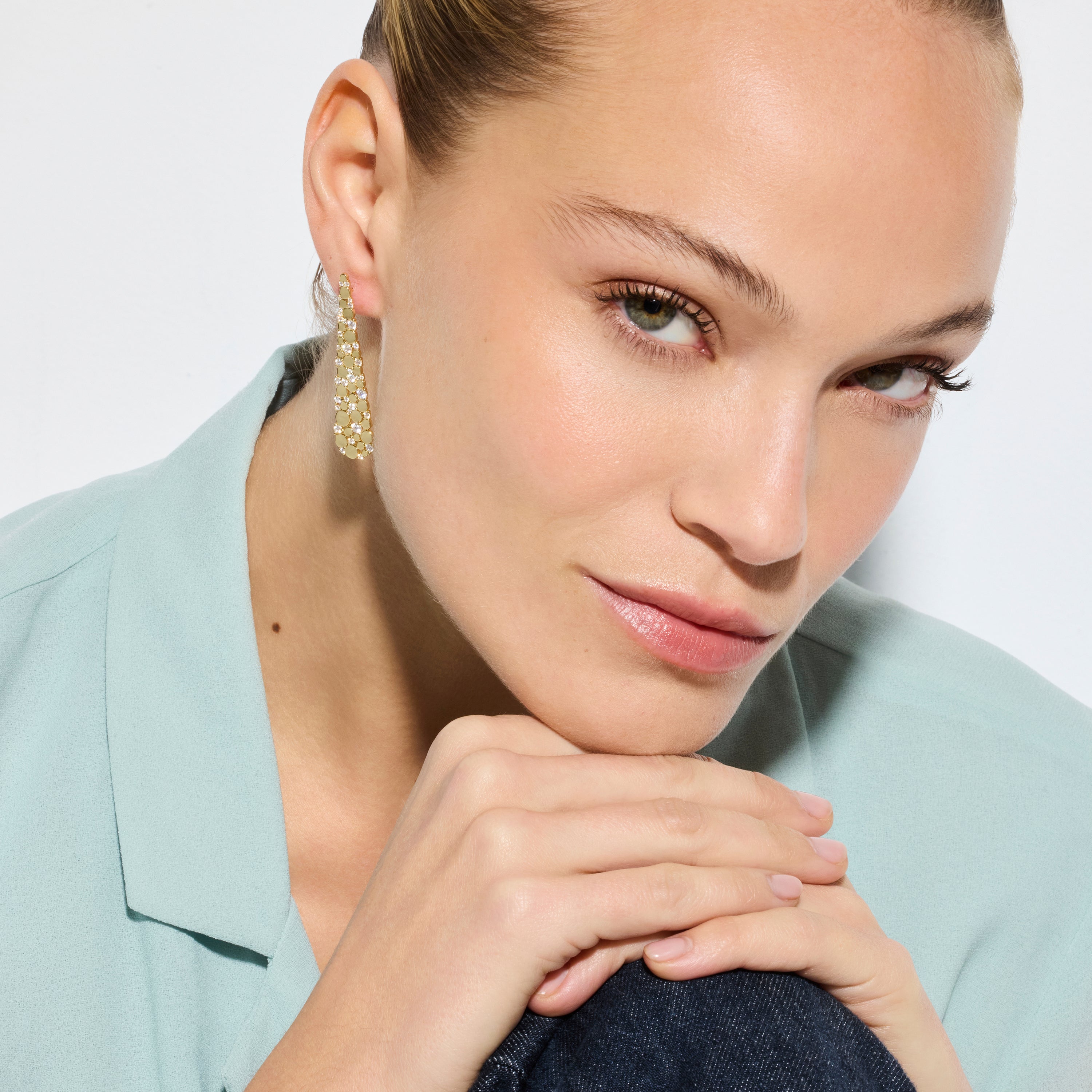 Pendientes de Plata de Ley 925 y Circonita Brillante acabado oro amarillo de 18k - Yindra