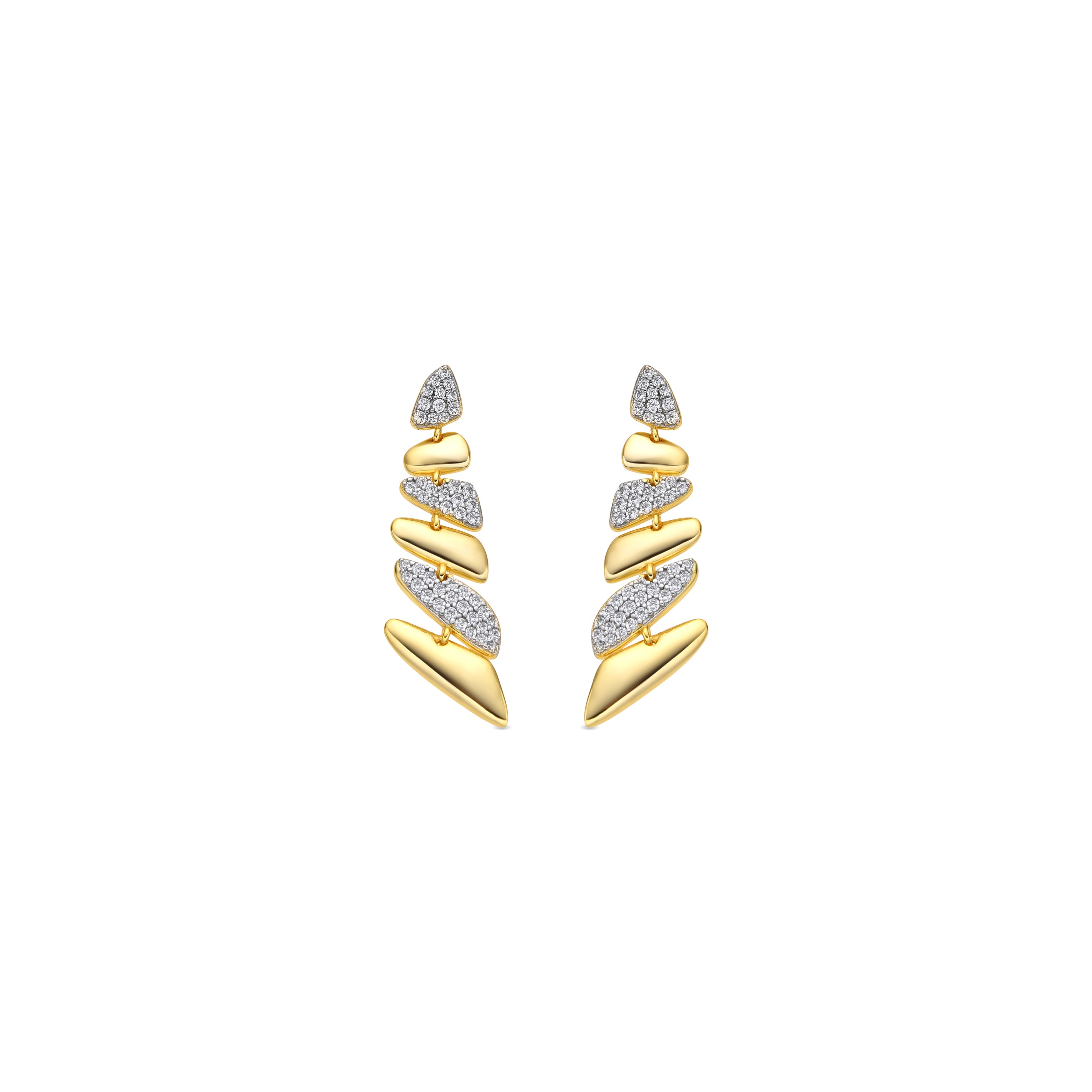 Boucles d&amp;#39;oreilles en argent sterling 925 et zircon brillant finition or jaune 18k - Zolbak