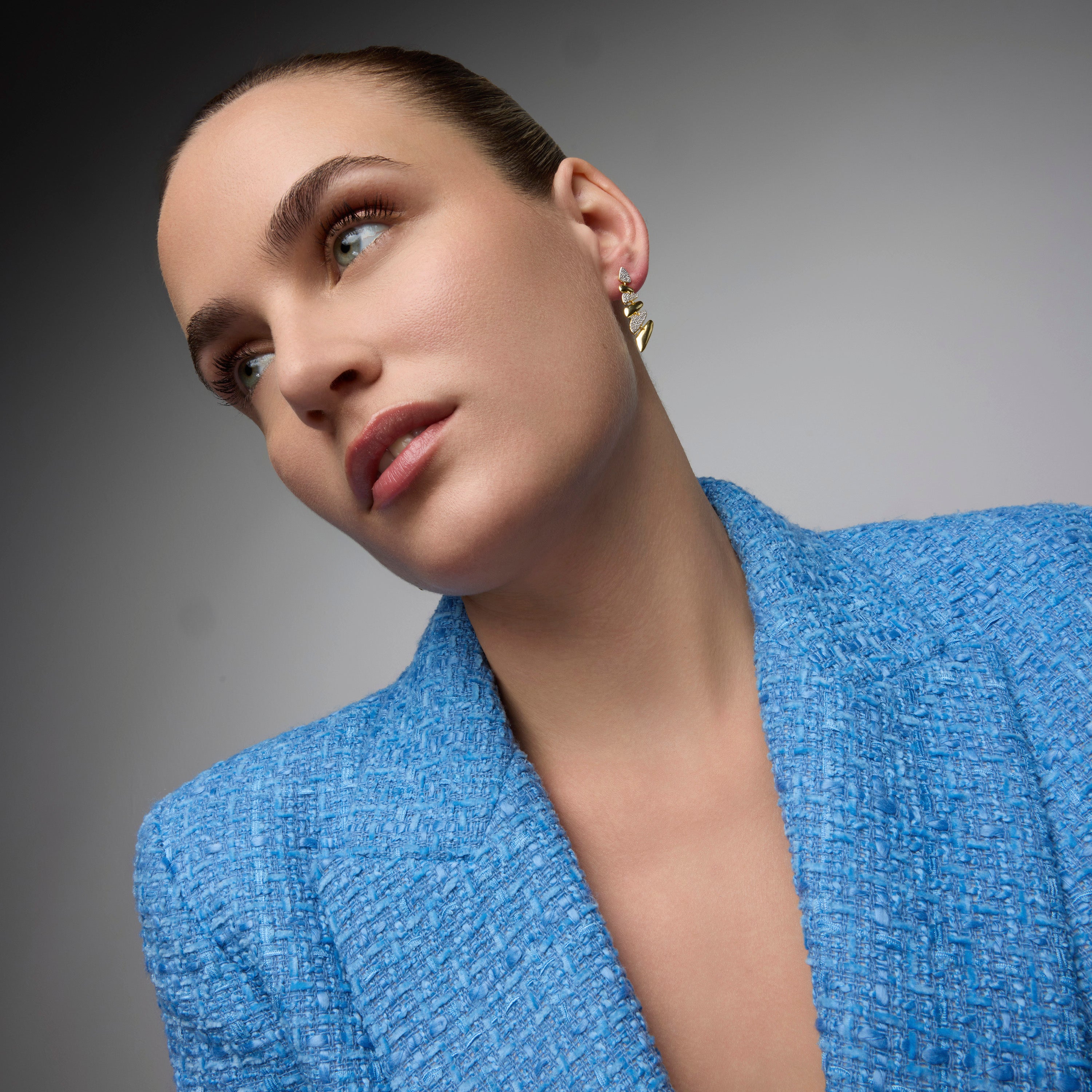 Boucles d&amp;#39;oreilles en argent sterling 925 et zircon brillant finition or jaune 18k - Zolbak