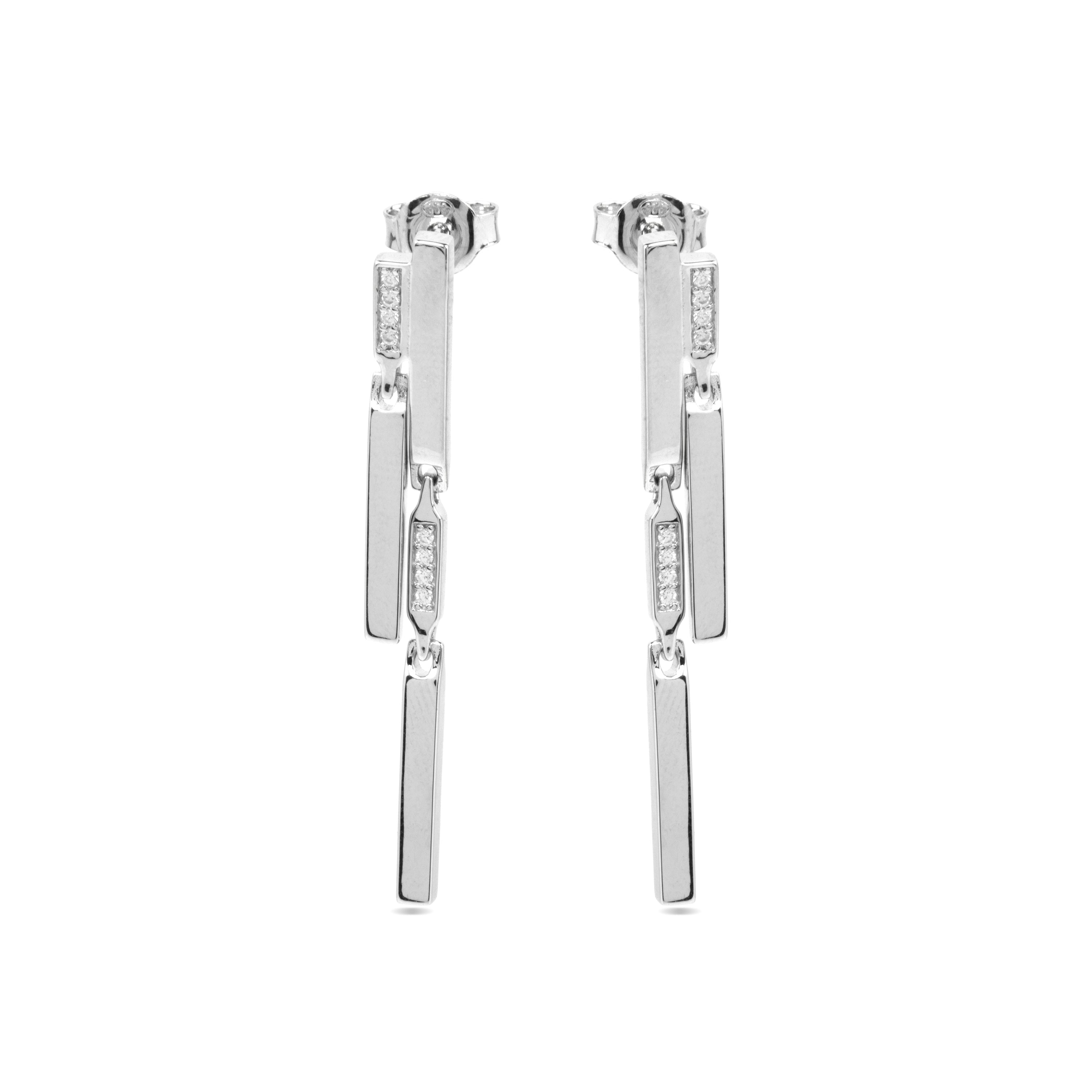 Pendientes de Plata de Ley 925 y Circonita Brillante acabado rodio - Onca