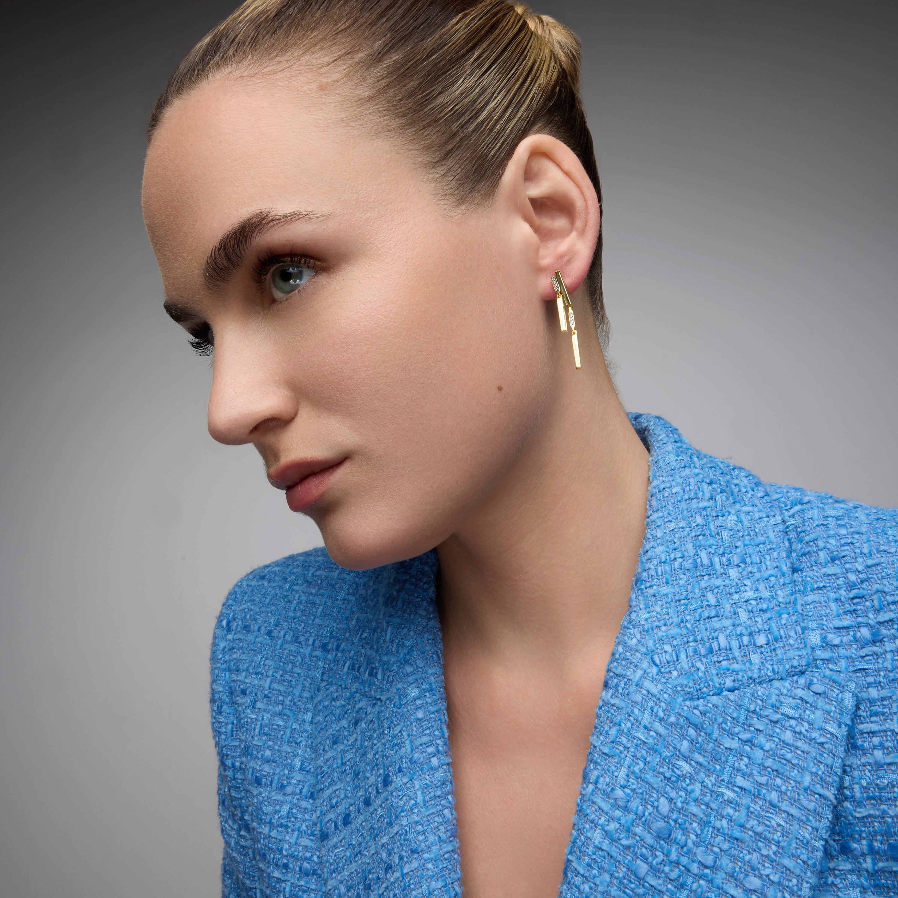 Pendientes de Plata de Ley 925 y Circonita Brillante acabado oro amarillo de 18k - Onca