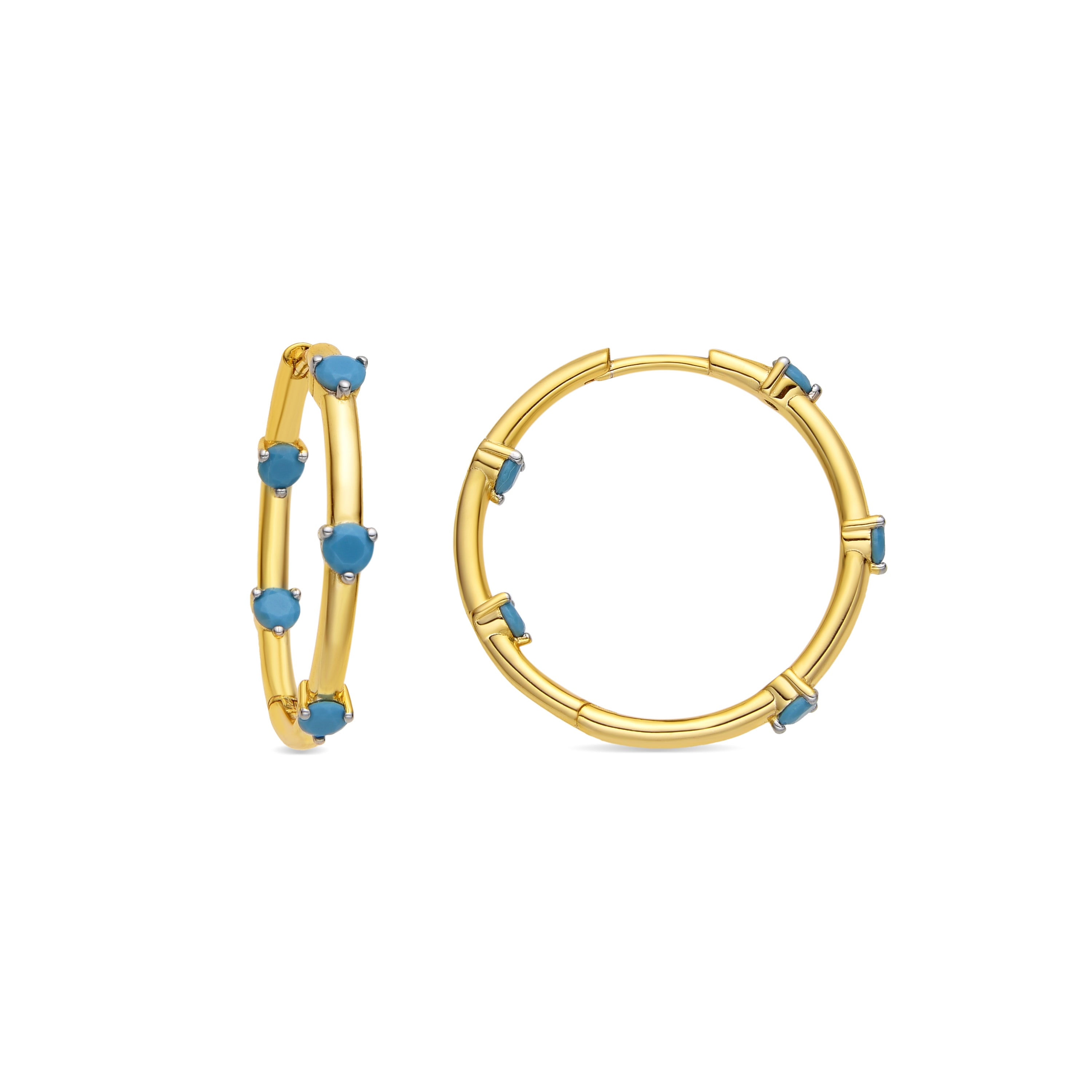 Pendientes de Plata de Ley 925 y Turquesa acabado oro amarillo de 18k - Grukma