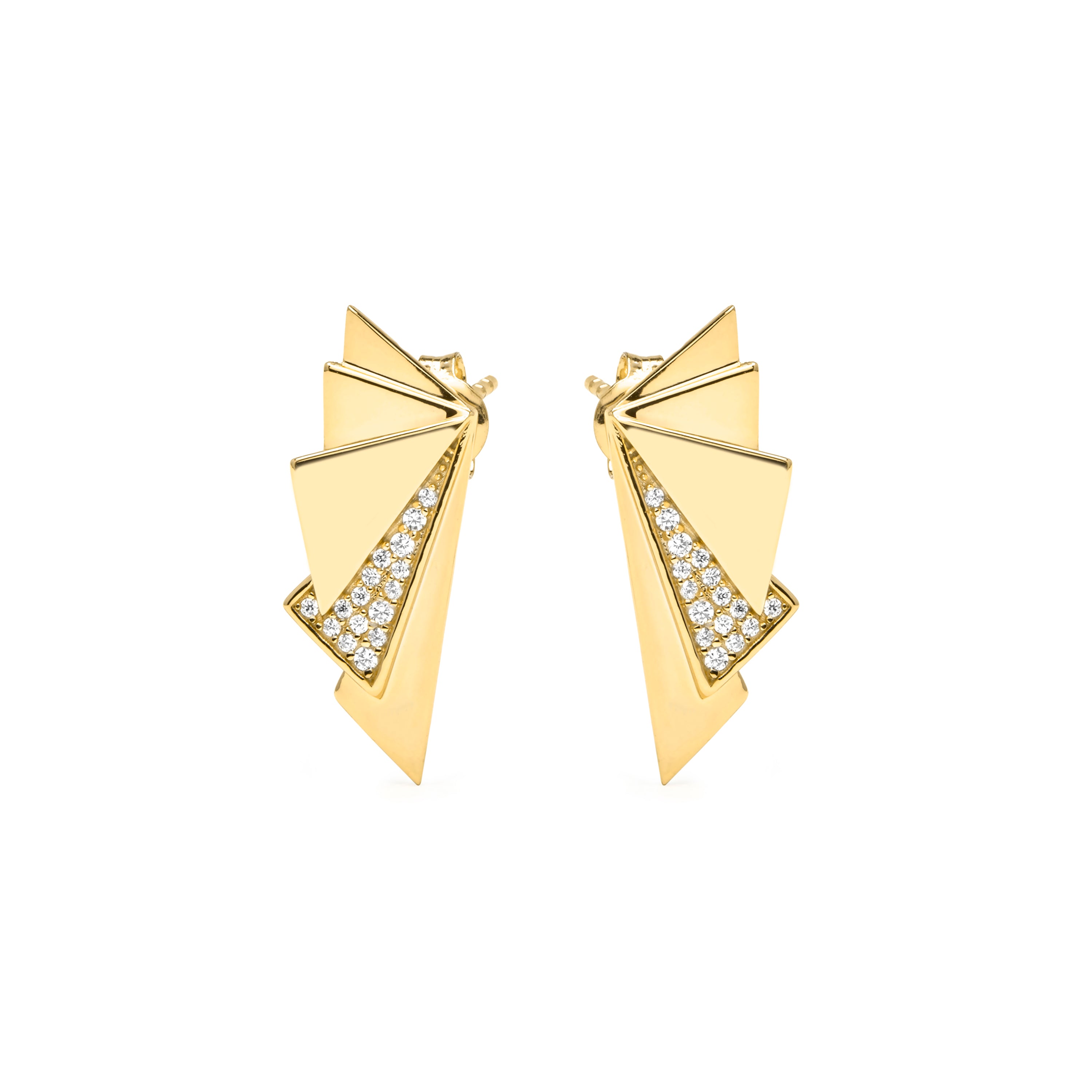 Pendientes de Plata de Ley 925 y Circonita Brillante acabado en oro amarillo 18k - Rakry