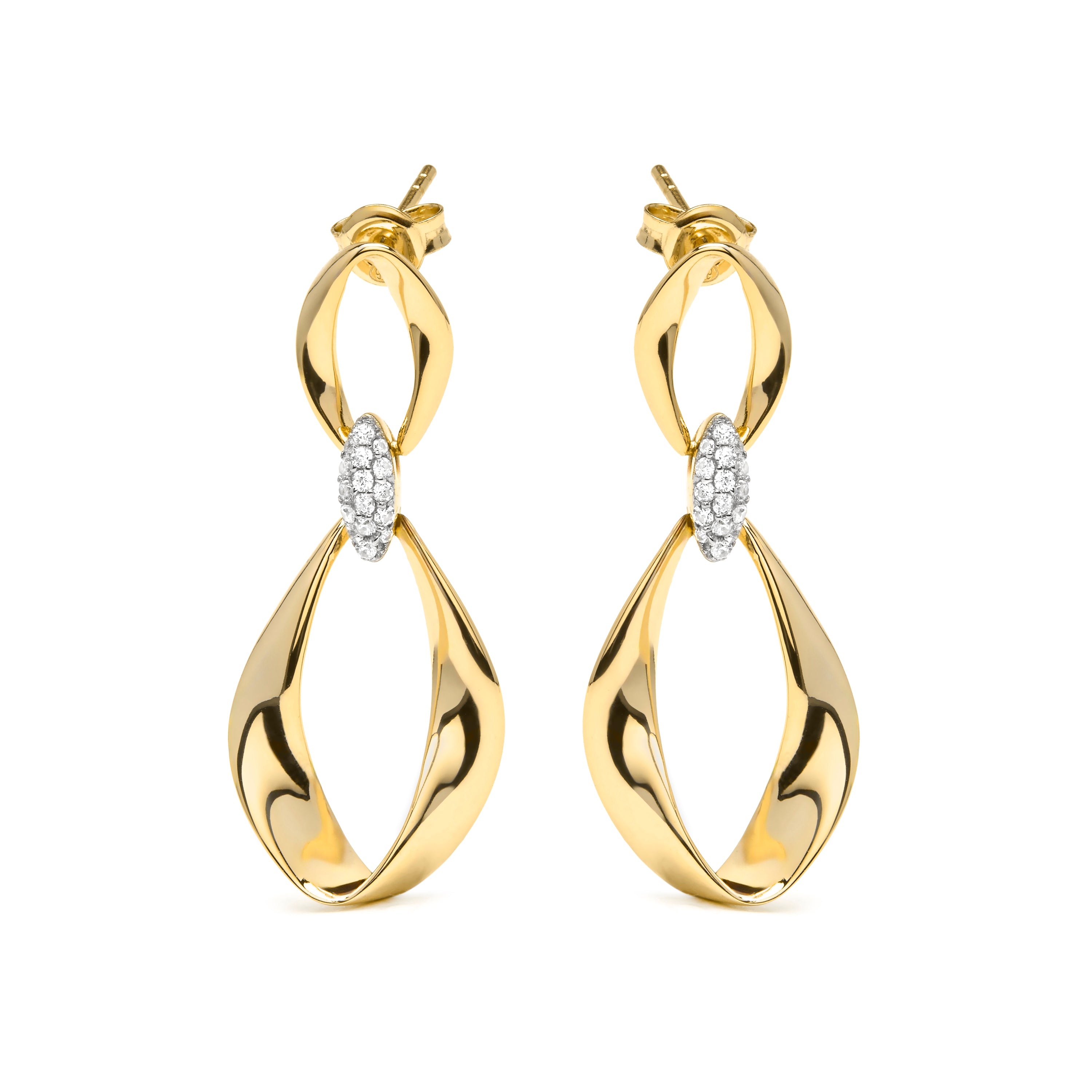 Pendientes de Plata de Ley 925 y Circonita Brillante acabado en oro amarillo 18k - Jaeso