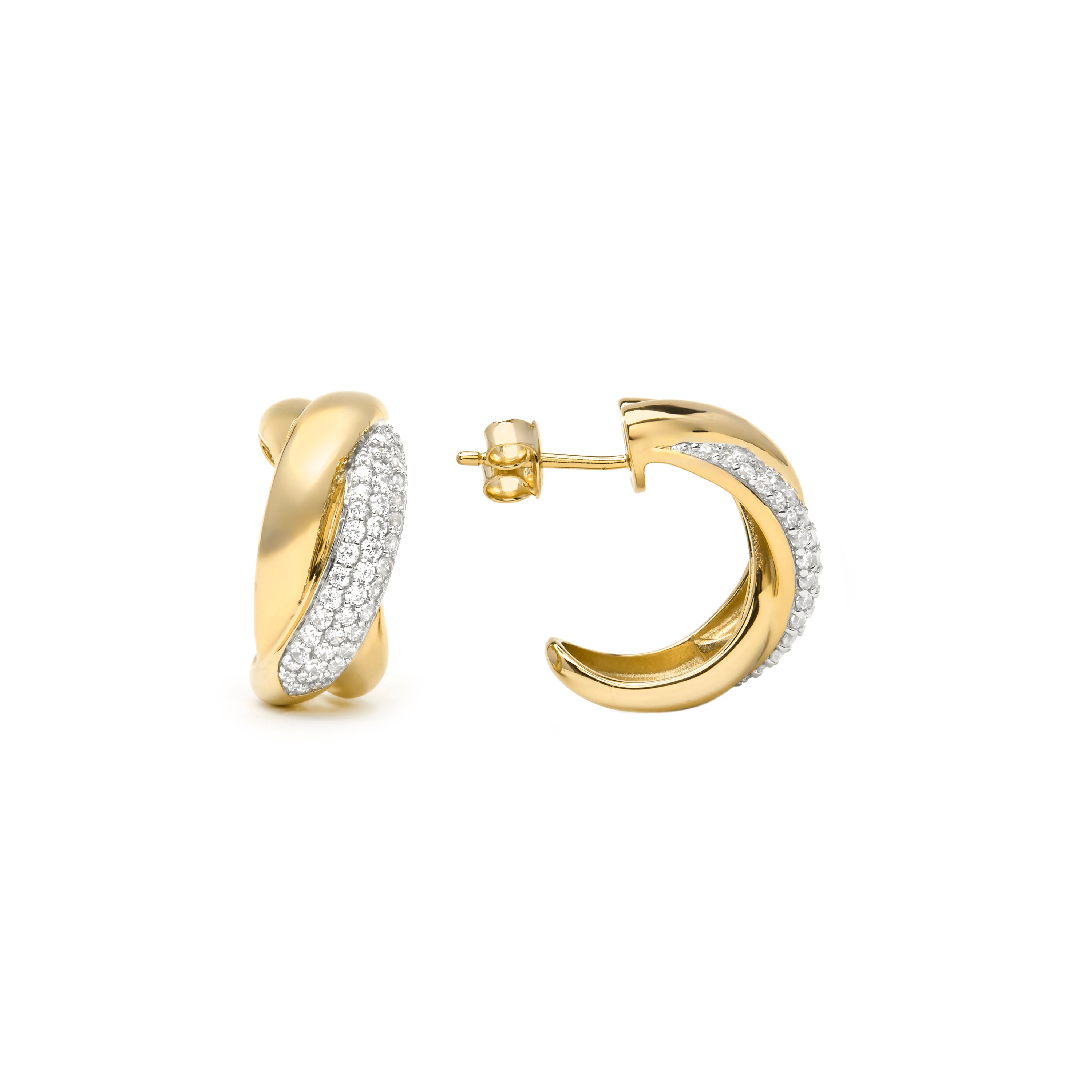 Pendientes de Plata de Ley 925 y Circonita Brillante acabado en oro amarillo 18k - Finthane