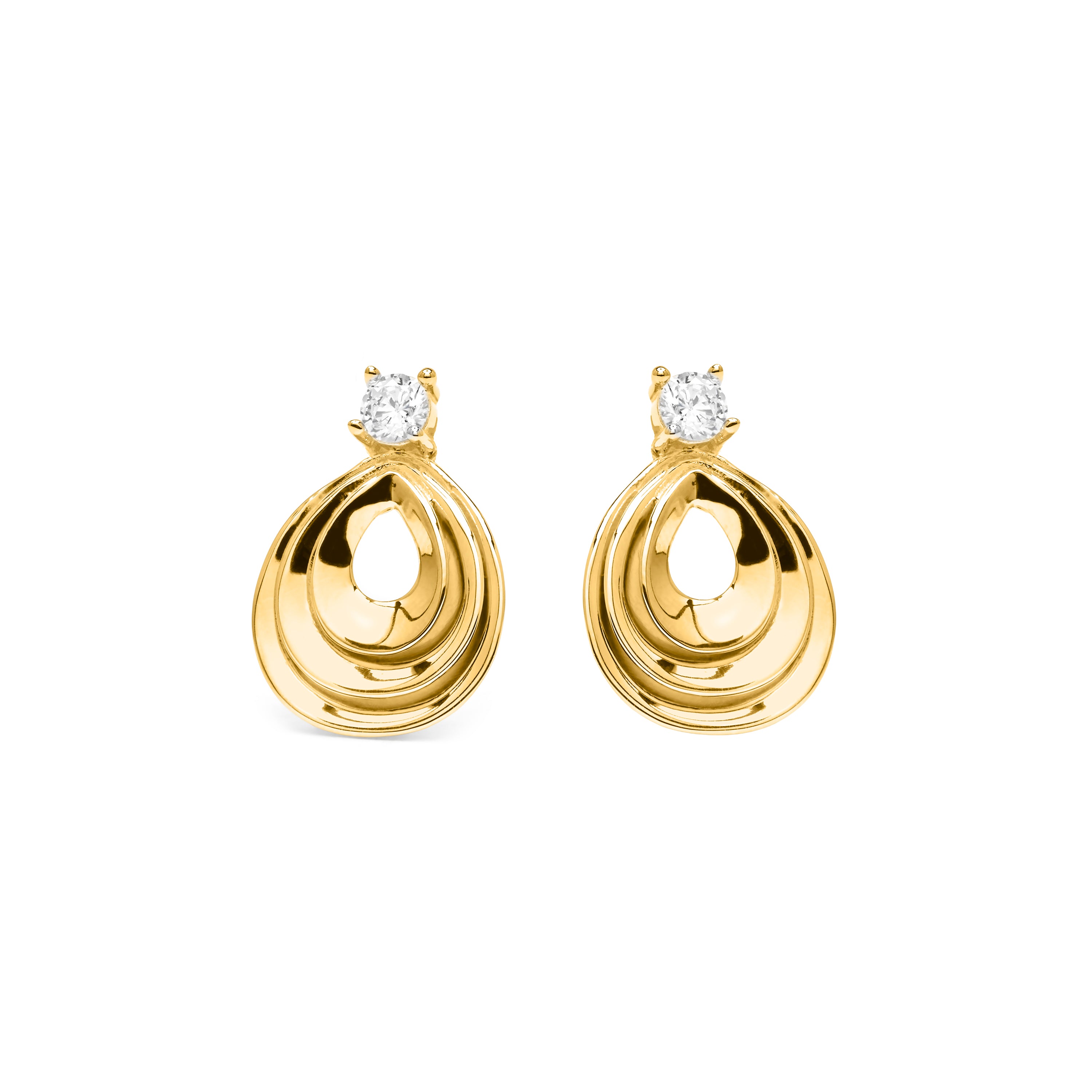 Pendientes de Plata de Ley 925 y Circonita Brillante acabado en oro amarillo 18k - Maqui