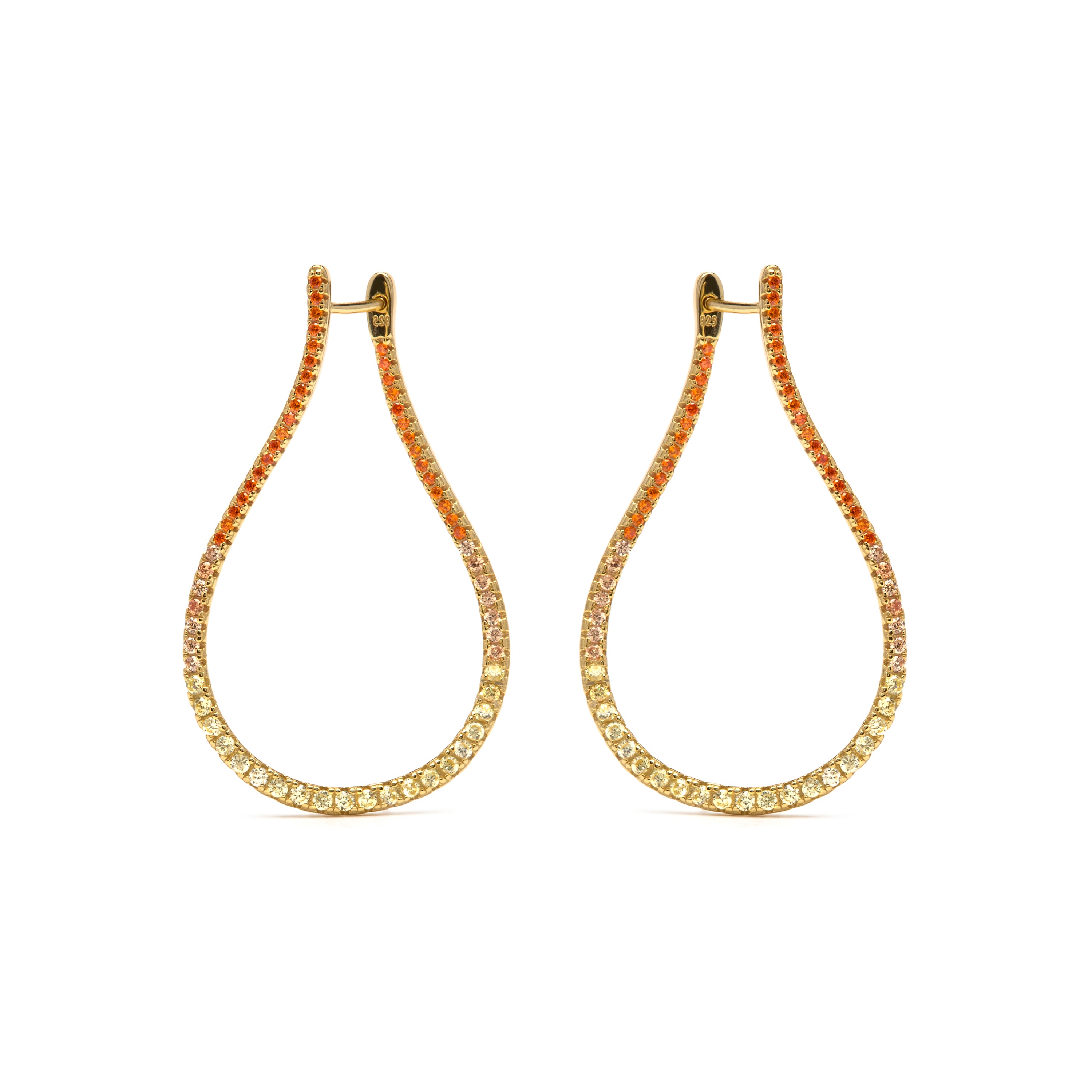 Pendientes de Plata de Ley 925 y Circonita Multicolor acabado en oro amarillo 18k - Saurin