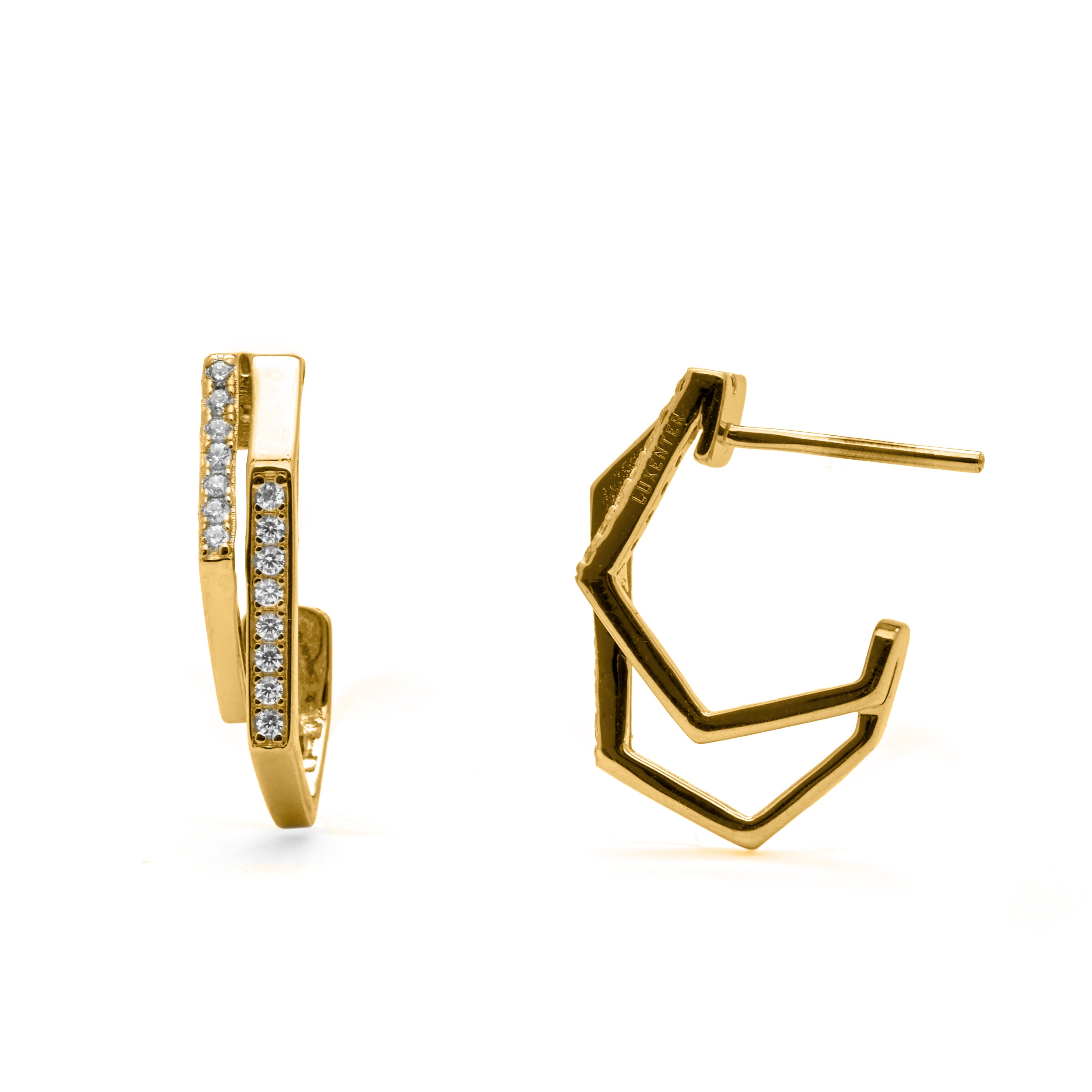Pendientes de Plata de Ley 925 y Circonita Brillante acabado en oro amarillo 18k - Uthera