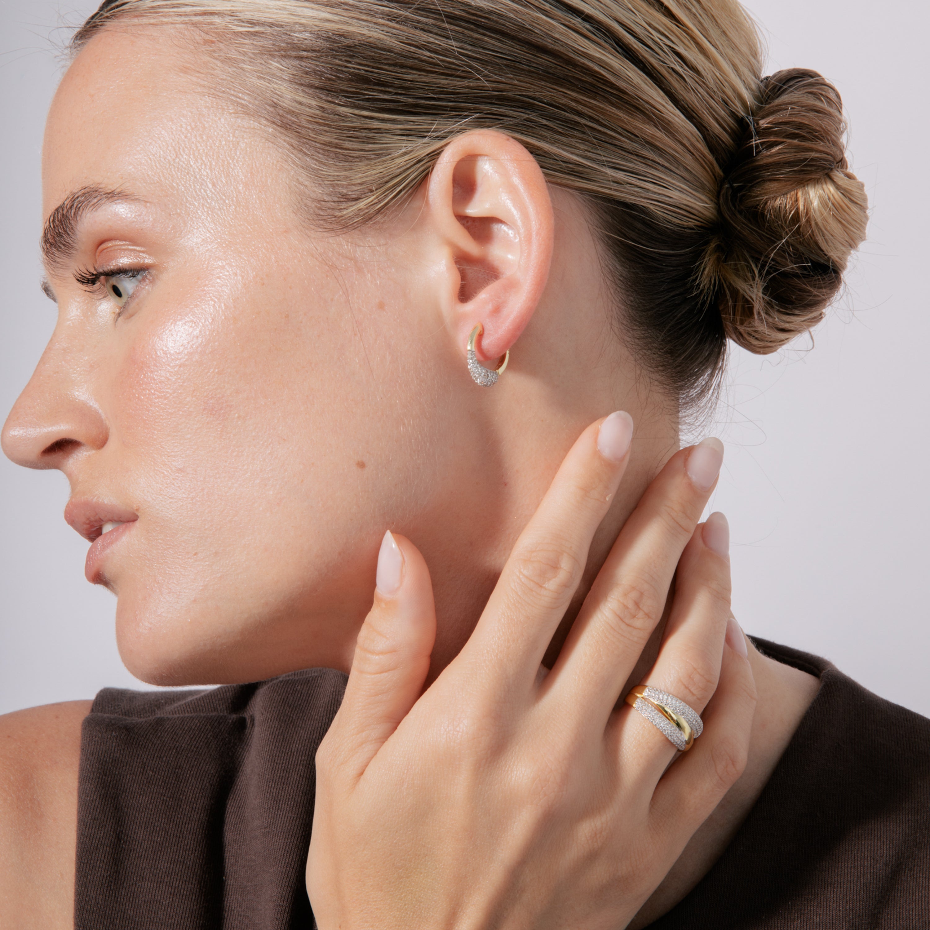 Pendientes de Plata de Ley 925 y Circonita Brillante acabado en oro amarillo 18k - Chutik