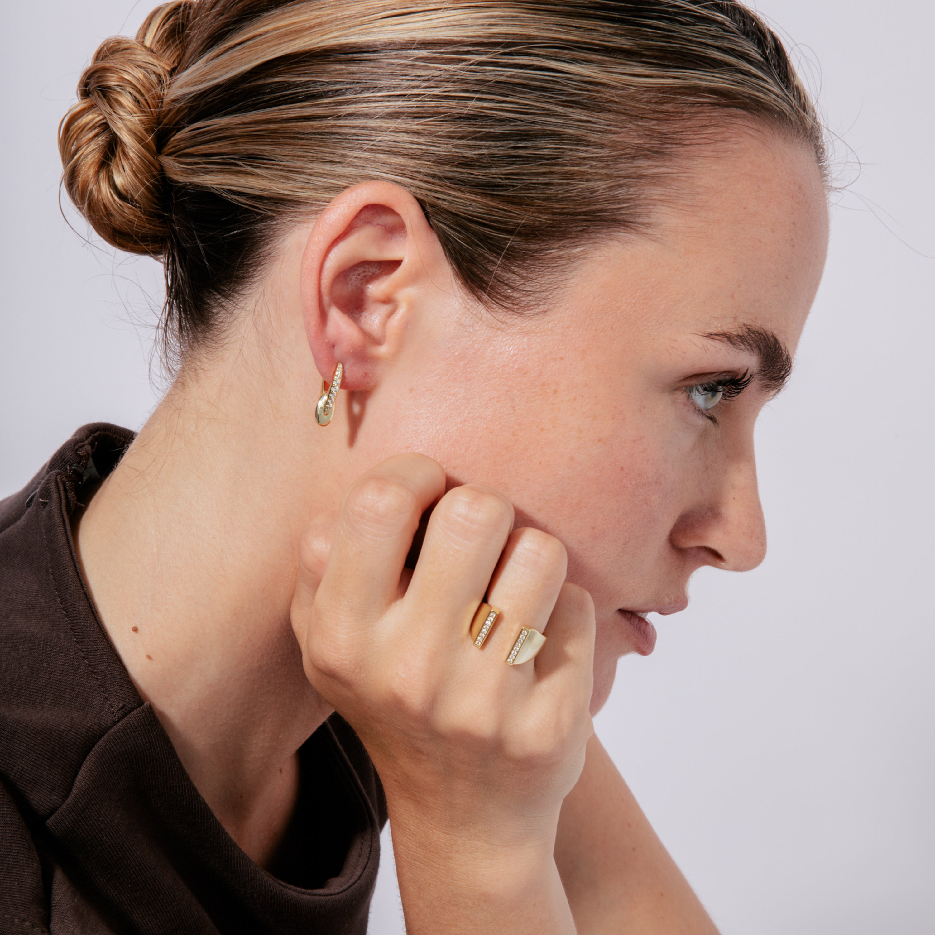 Pendientes de Plata de Ley 925 y Circonita Brillante acabado en oro amarillo 18k - Riusva