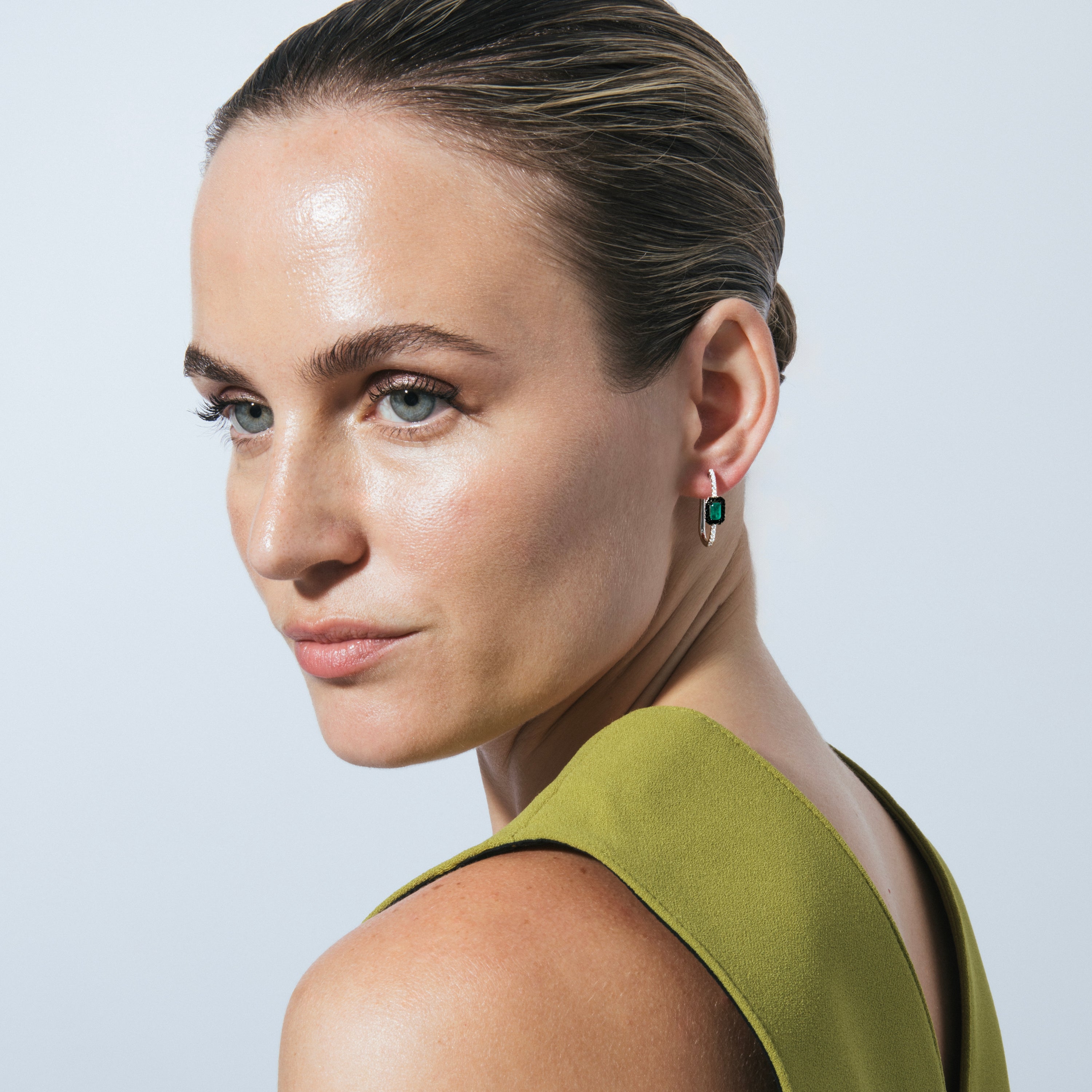 Pendientes de Plata de Ley 925 y Cuarzo Hidrotermal Verde Paraiba acabado en rodio - Hoses