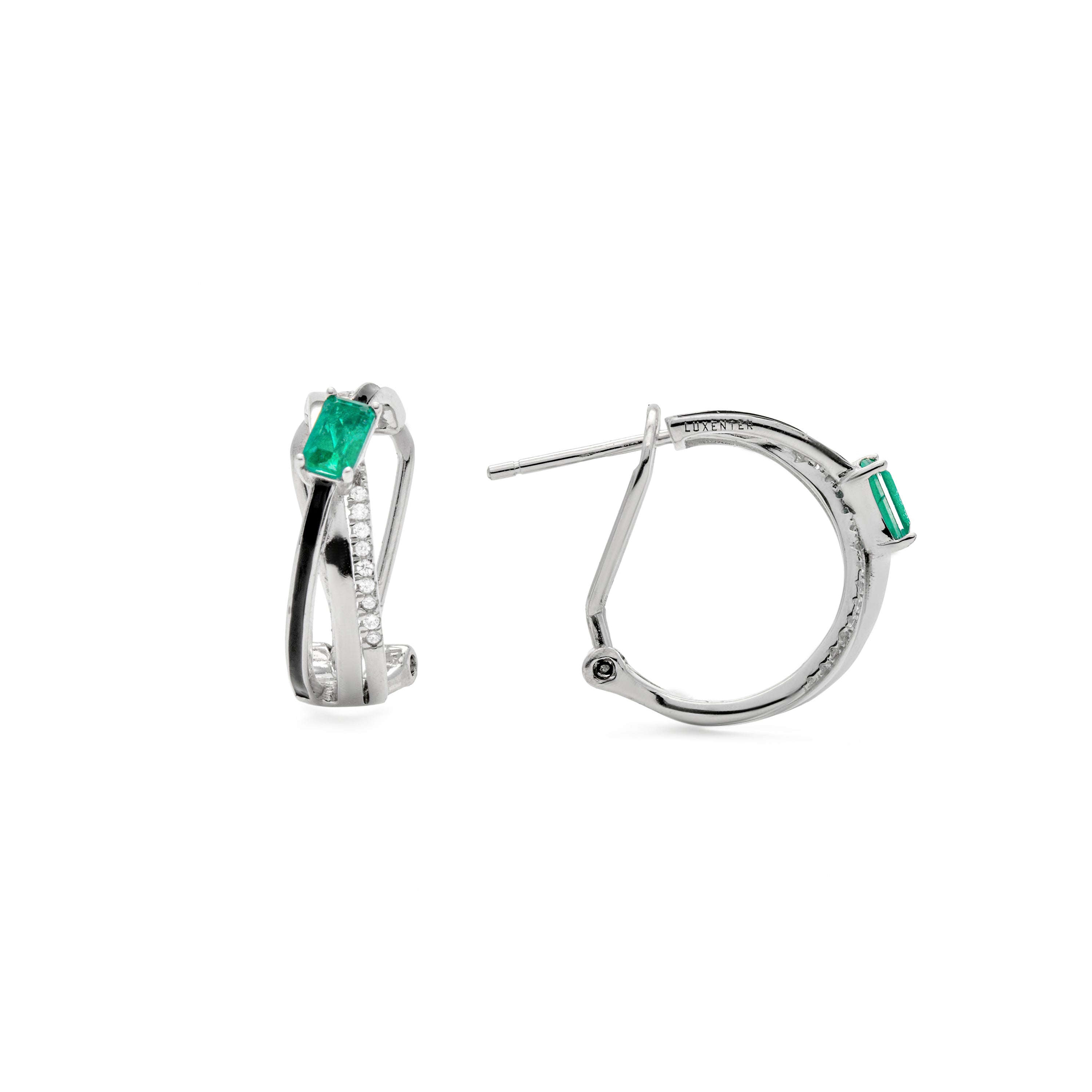 Pendientes de Plata de Ley 925 y Cuarzo Hidrotermal Verde Paraiba acabado en rodio - Zollya