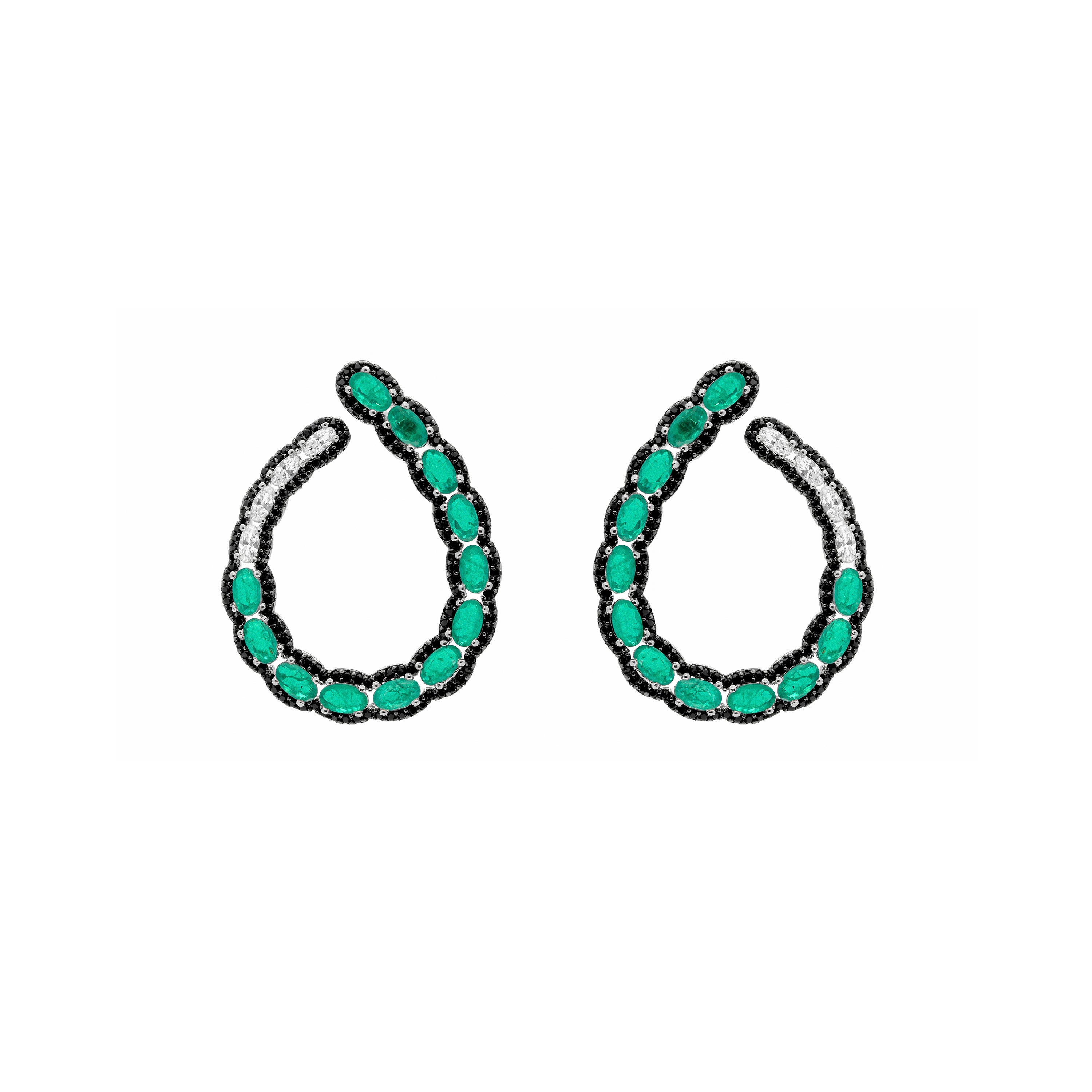 Pendientes de Plata de Ley 925 y Cuarzo Hidrotermal Verde Paraiba acabado en rodio - Toeya