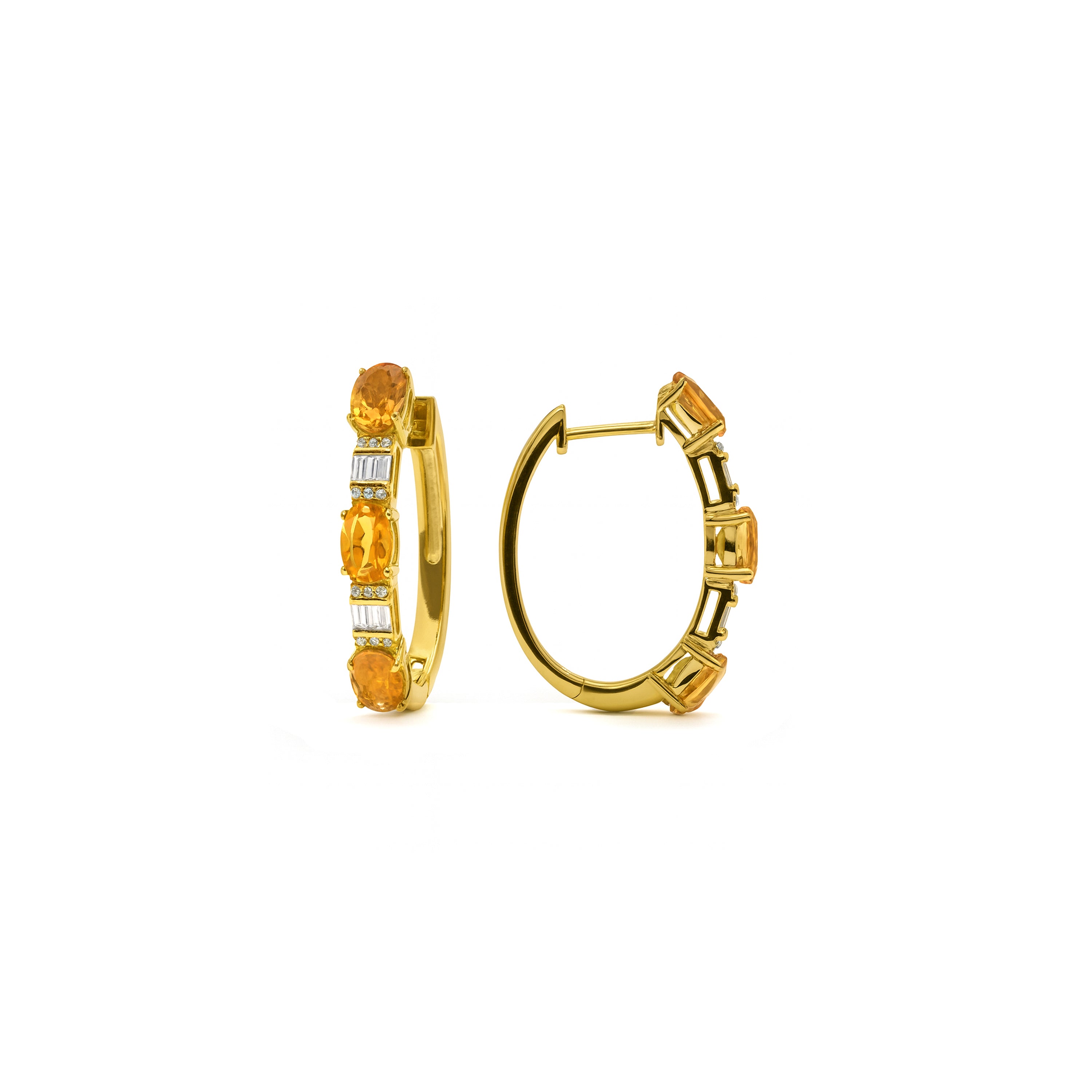 Pendientes de Plata de Ley 925 y Circonita Citrino acabado en oro amarillo 18k - Skel