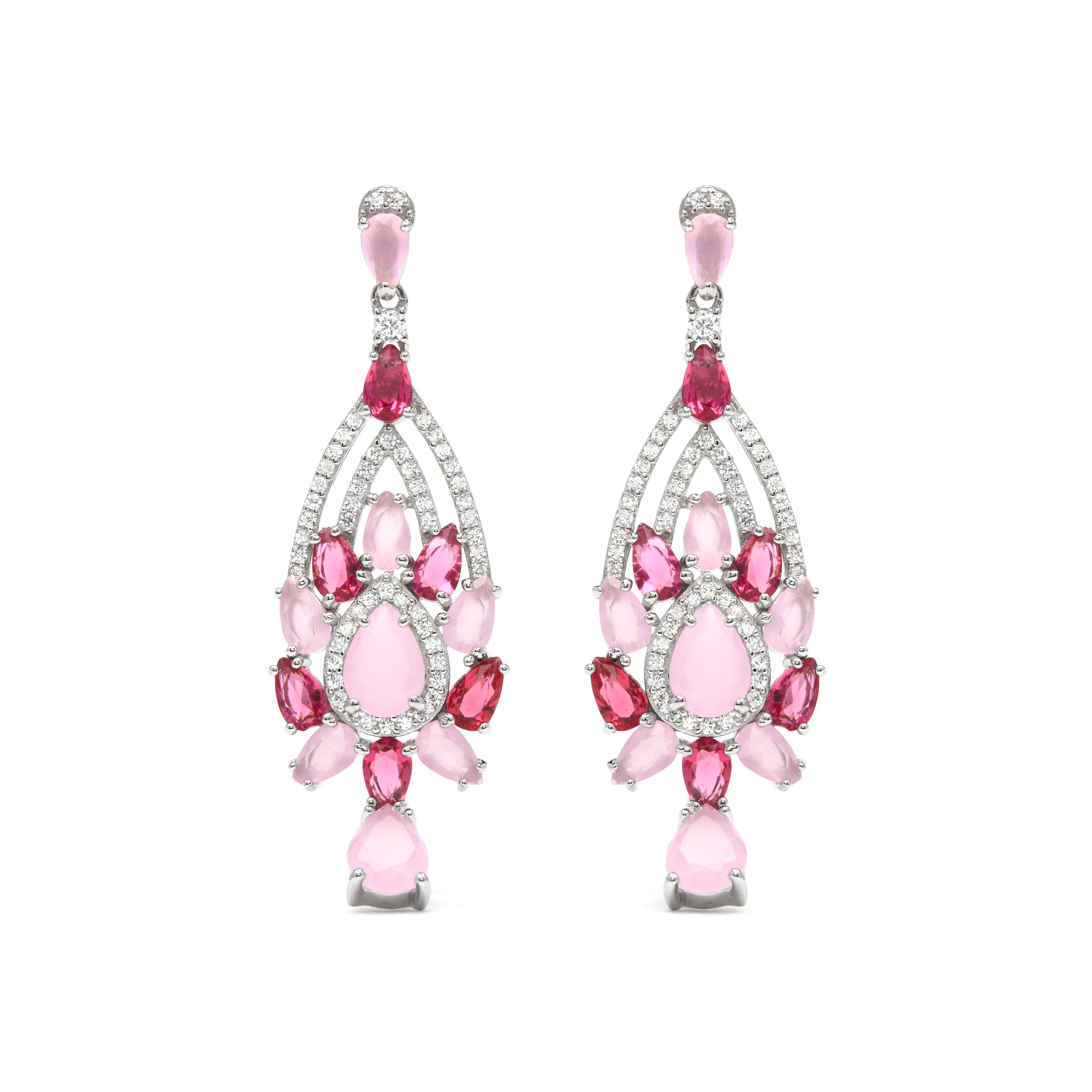 Pendientes de Plata de Ley 925 y Cuarzo Hidrotermal Cereza acabado en rodio - Auga