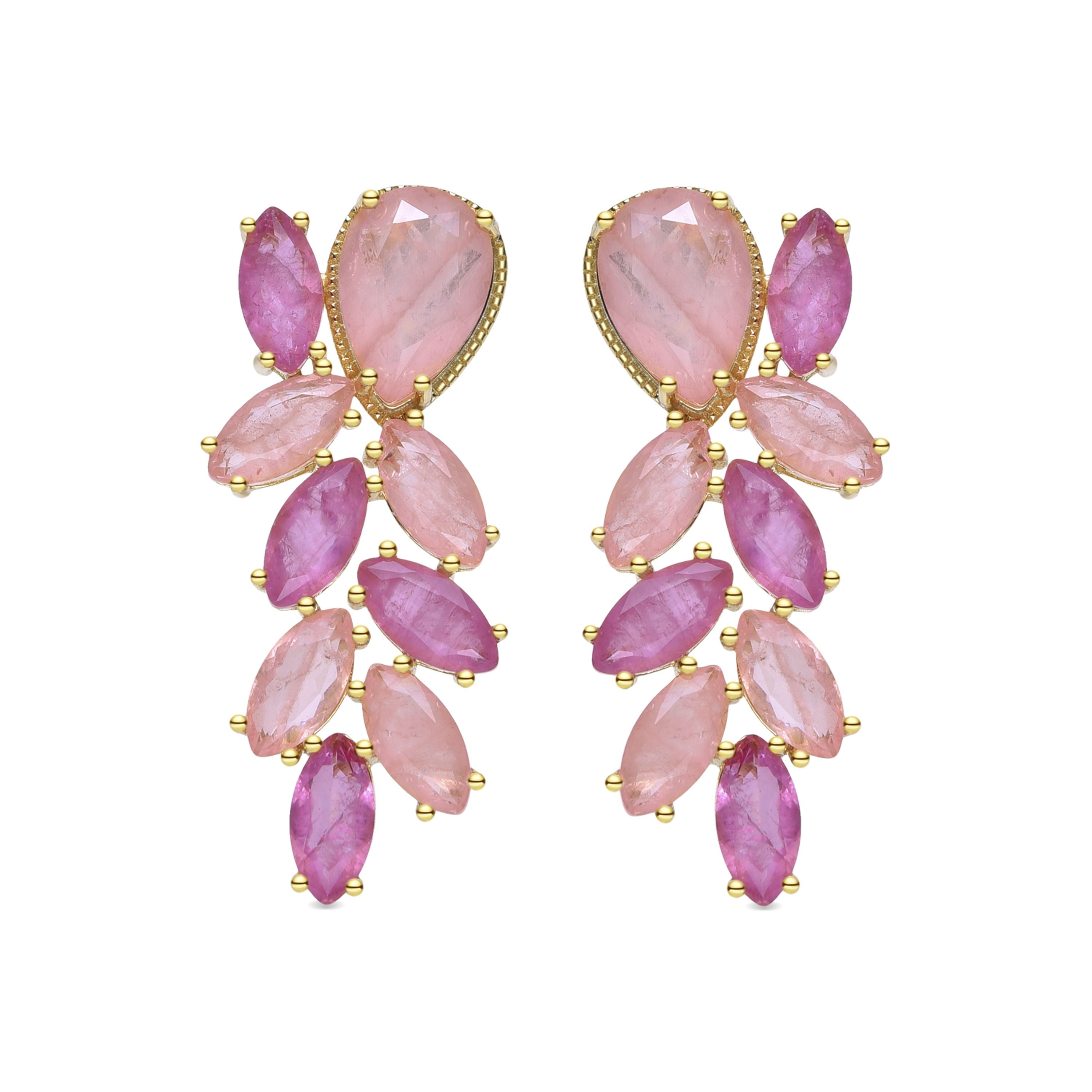 Pendientes de Plata de Ley 925 y Circonita Multicolor acabados en oro amarillo de 18k - Ozvi