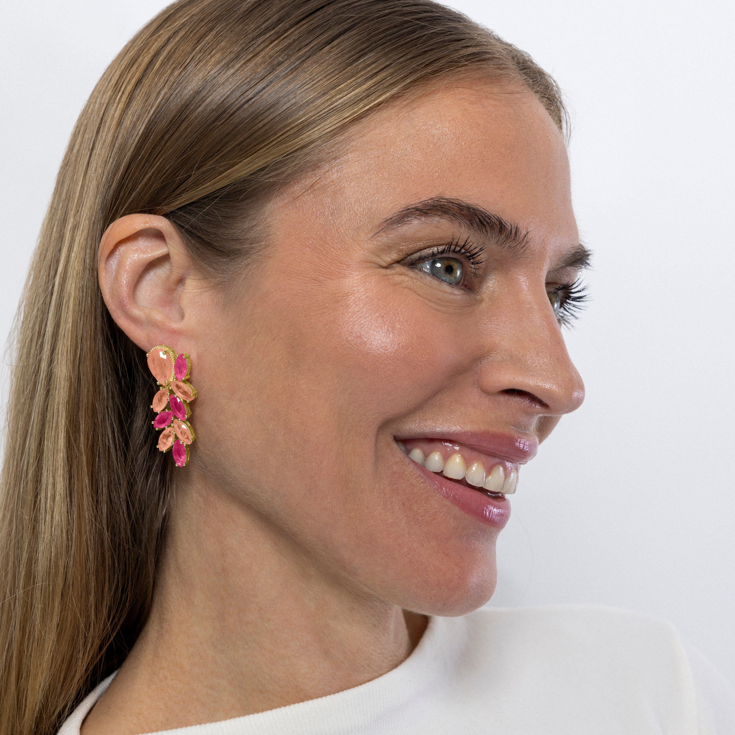 Pendientes de Plata de Ley 925 y Circonita Multicolor acabados en oro amarillo de 18k - Ozvi