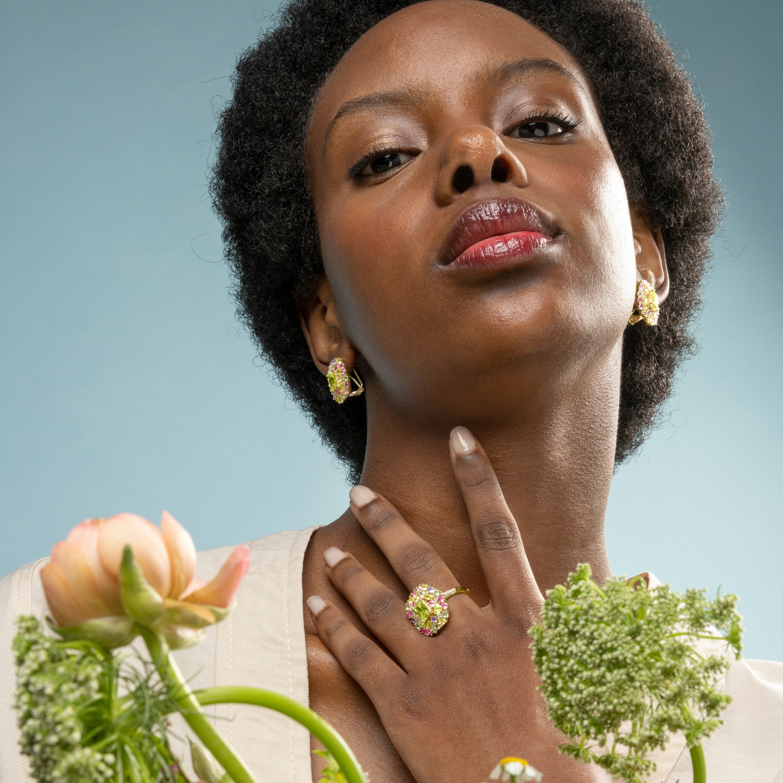 Pendientes de Plata de Ley 925 y Circonita Multicolor acabados en oro amarillo de 18k - Surlok