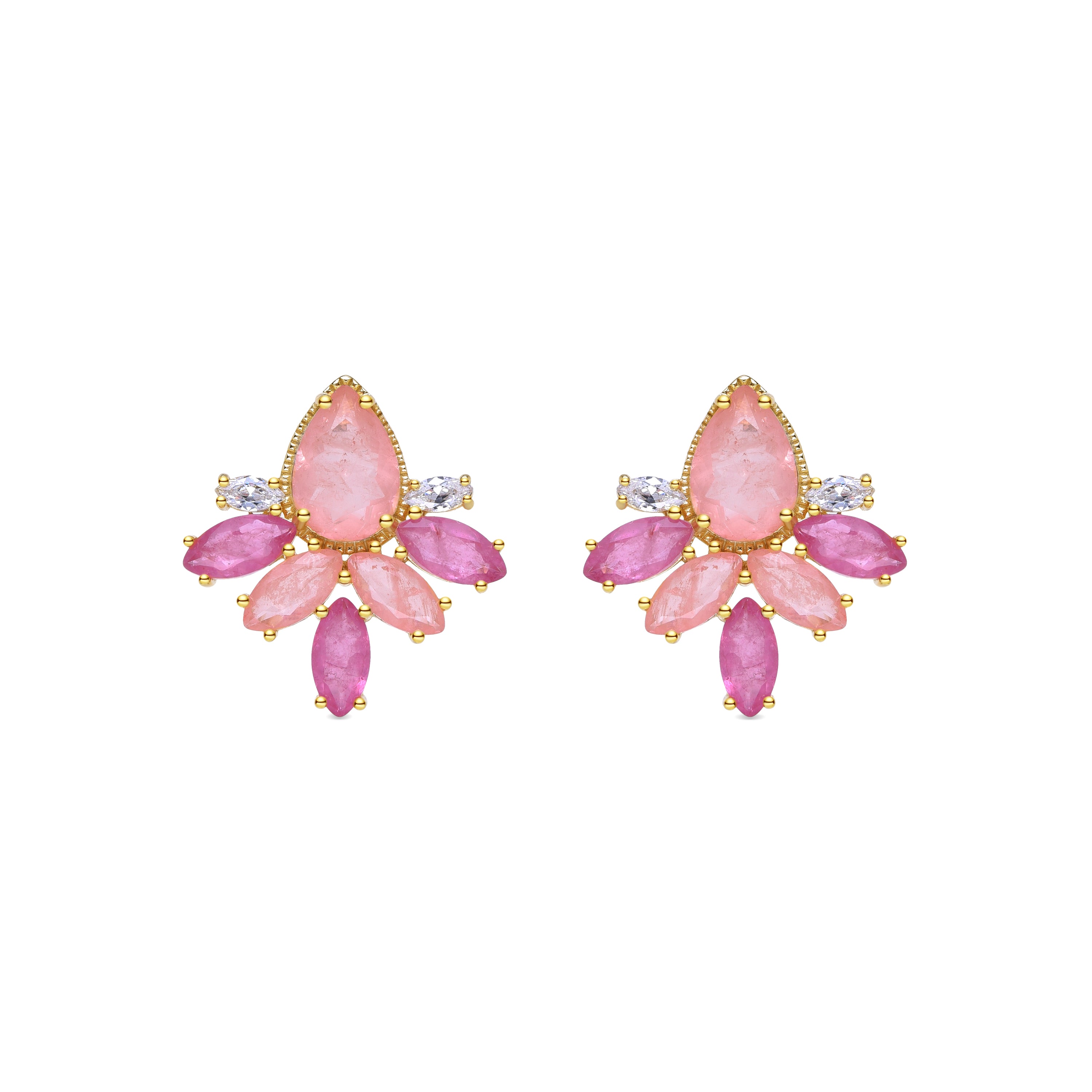 Pendientes de Plata de Ley 925 y Circonita Multicolor acabados en oro amarillo de 18k - Shanvi