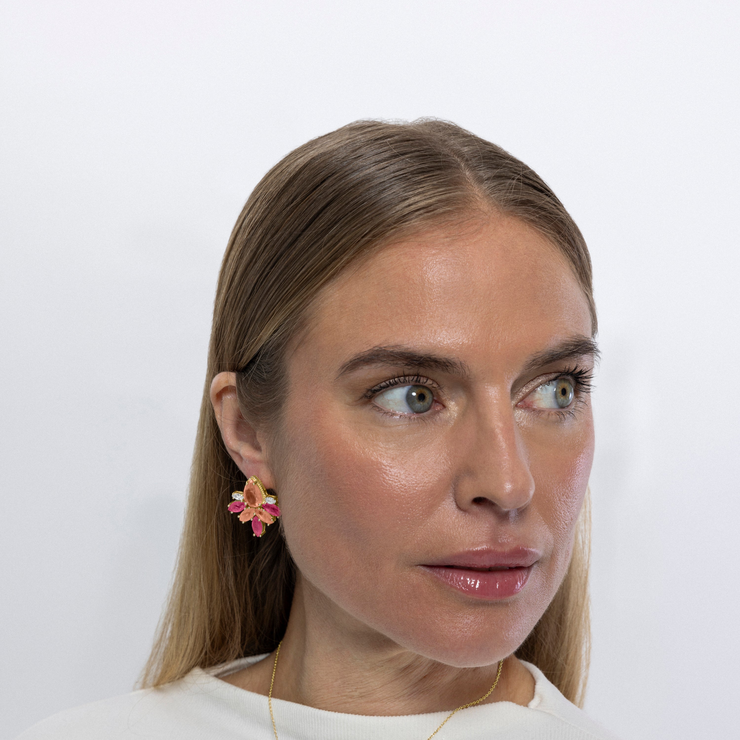 Pendientes de Plata de Ley 925 y Circonita Multicolor acabados en oro amarillo de 18k - Shanvi