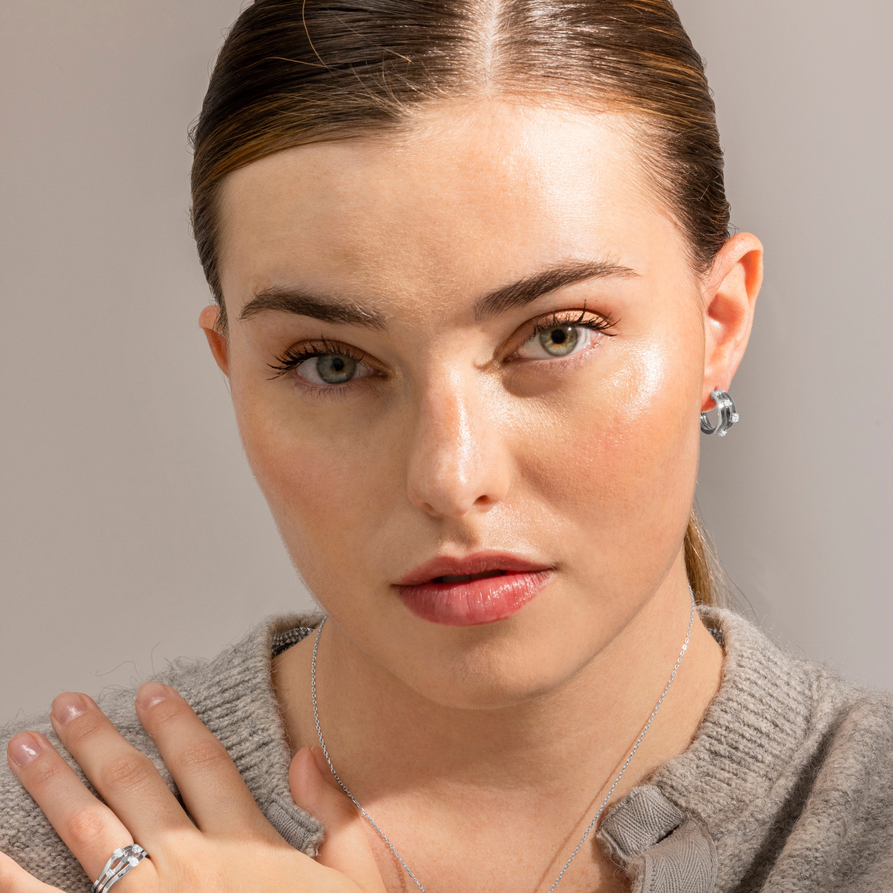 Pendientes de Plata de Ley 925 y Circonita Brillante acabado en rodio - Duvid