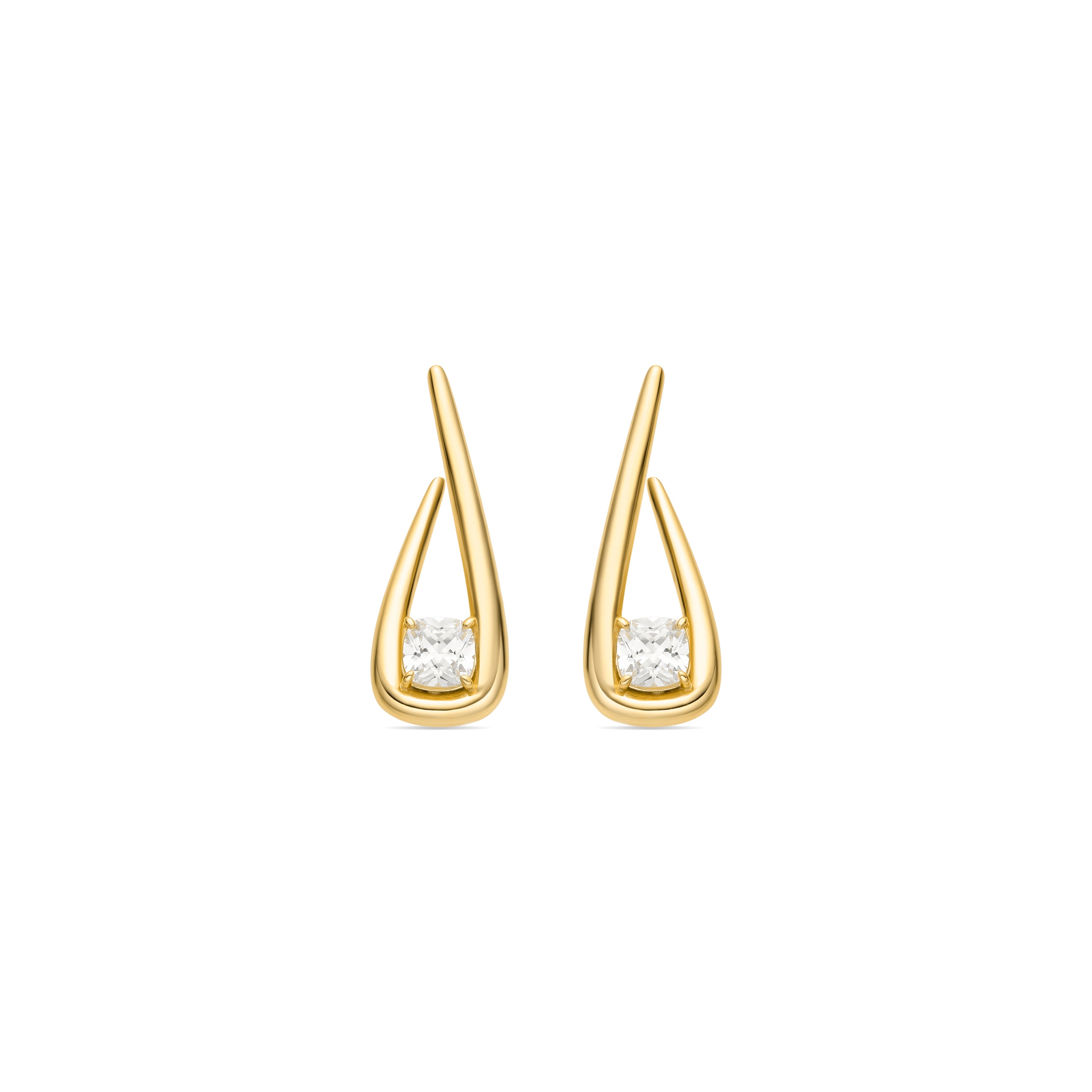 Pendientes de Plata de Ley 925 y Circonita Brillante acabado oro 18k - Duse