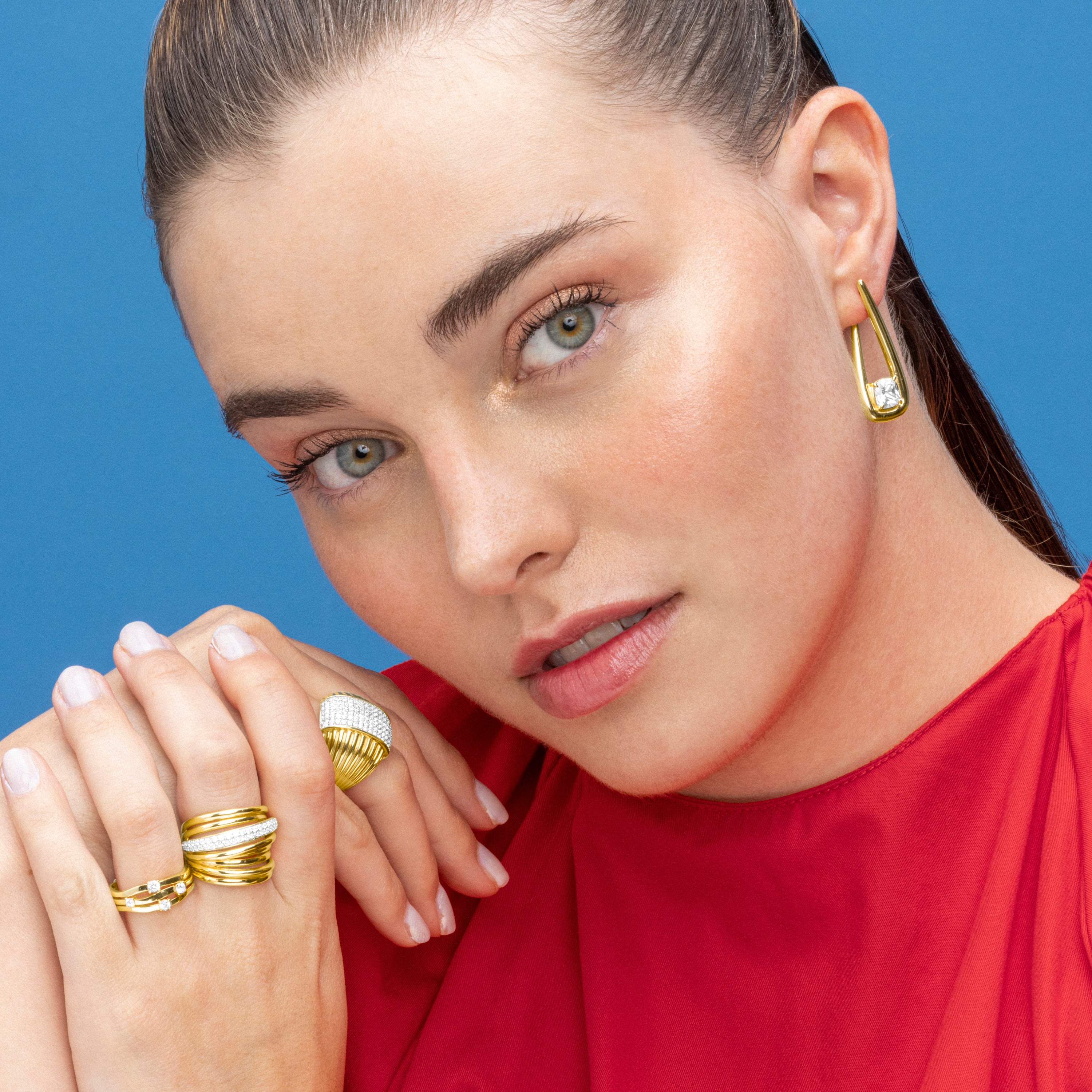 Pendientes de Plata de Ley 925 y Circonita Brillante acabado oro 18k - Duse