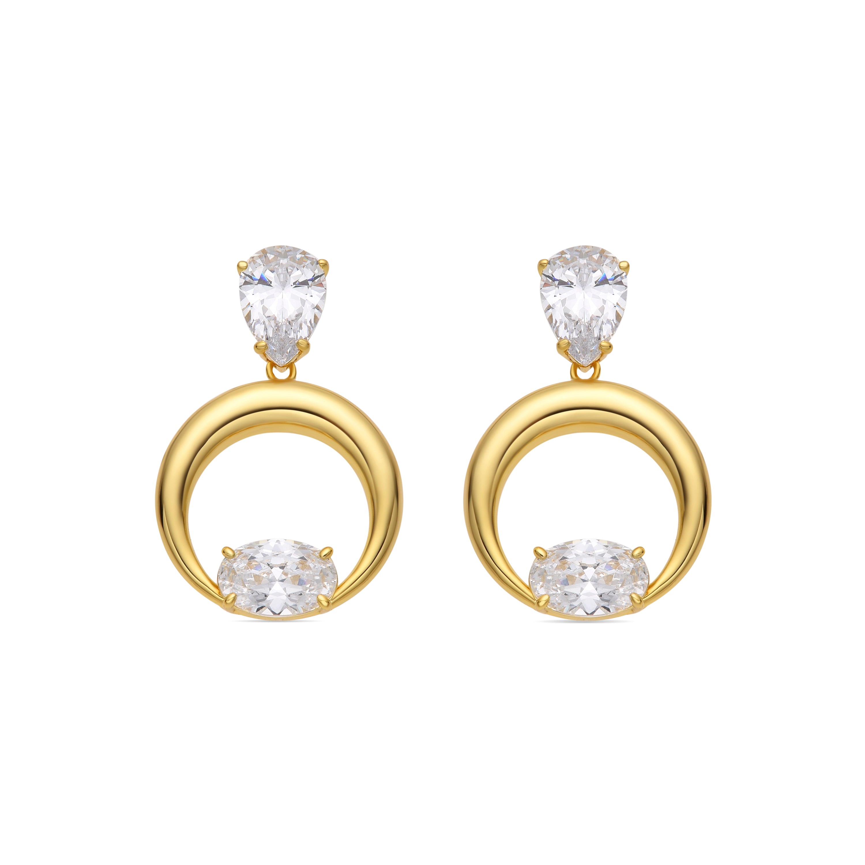 Pendientes de Plata de Ley 925 y Circonita Brillante acabado oro 18k - Wade