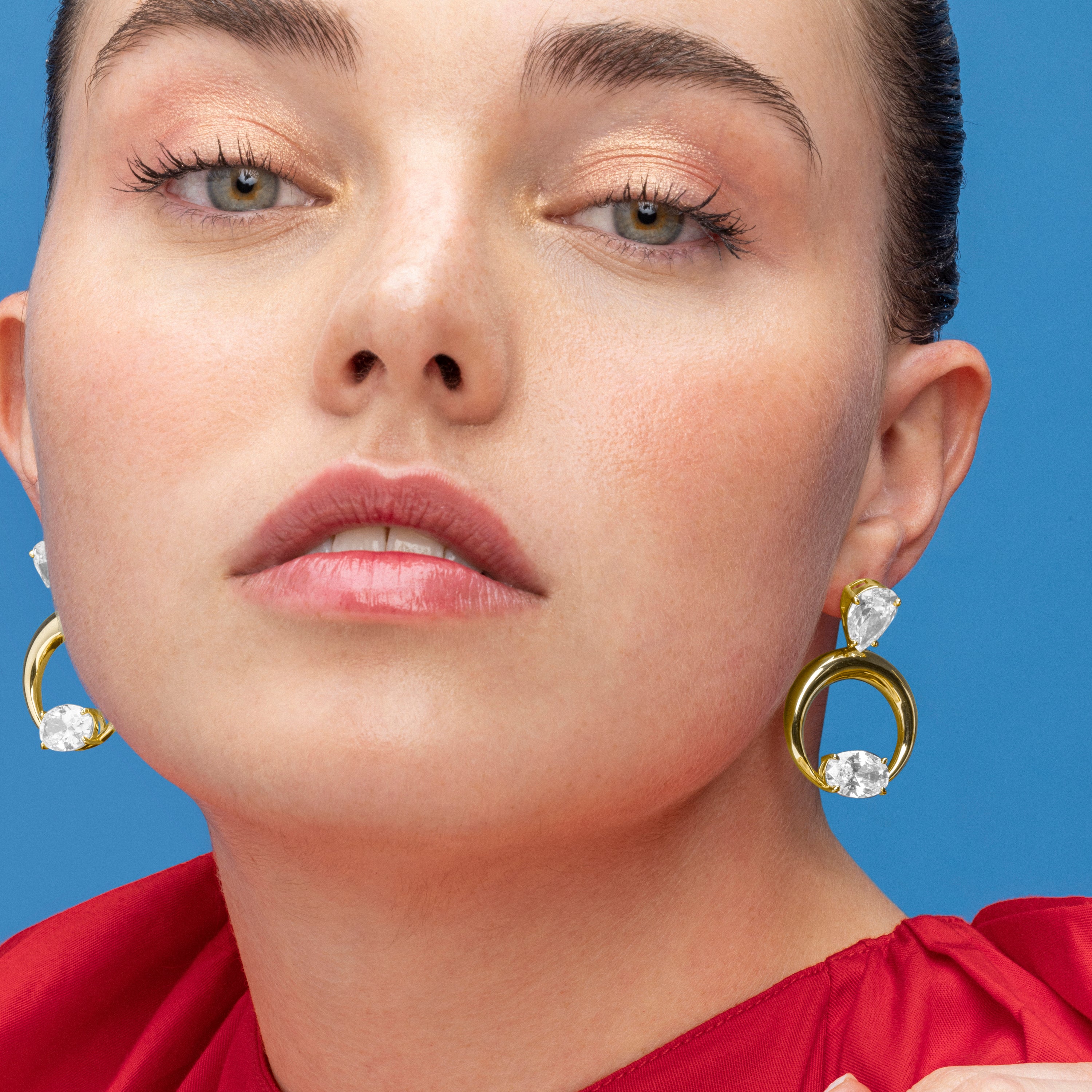 Pendientes de Plata de Ley 925 y Circonita Brillante acabado oro 18k - Wade