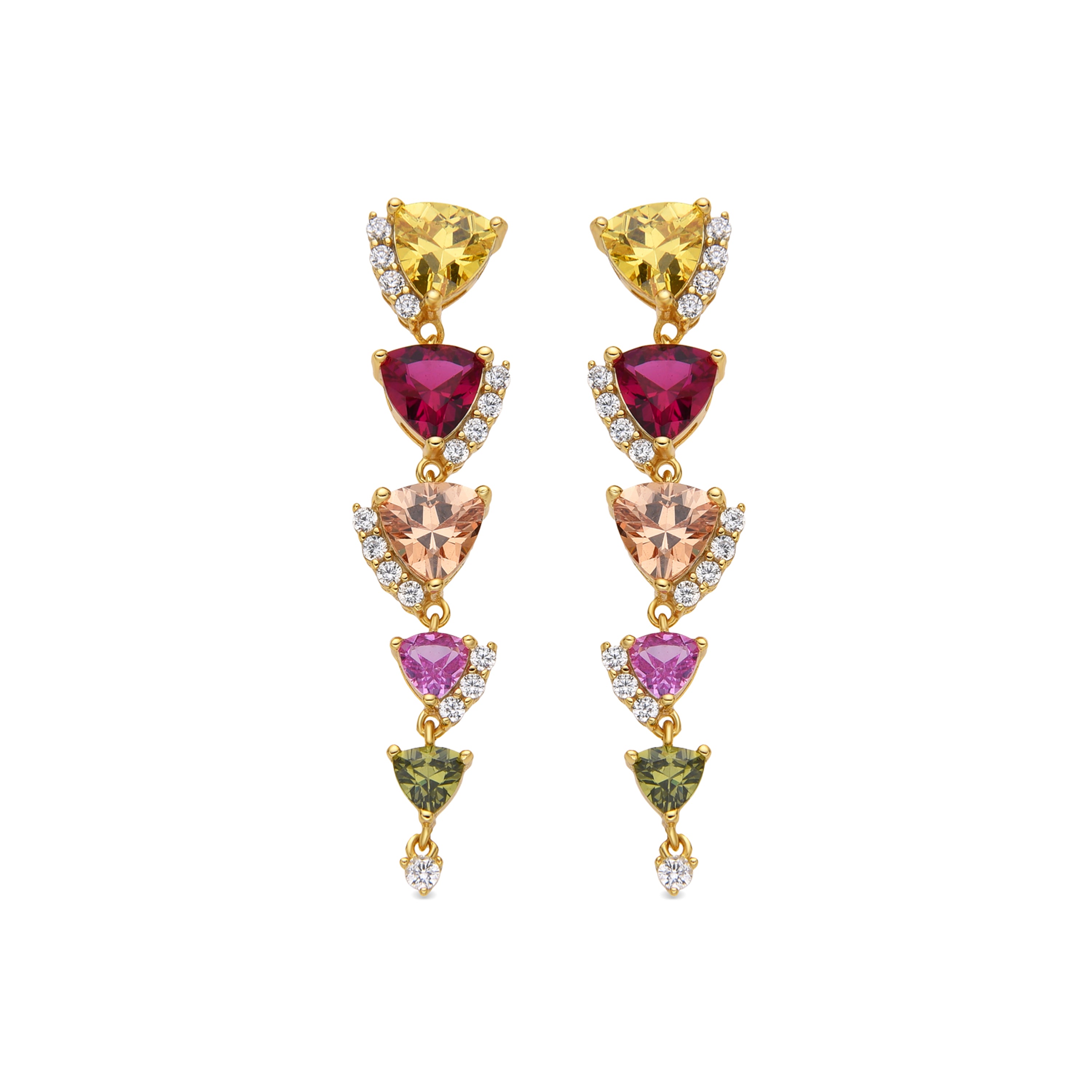 Pendientes de Plata de Ley 925 y Circonita Multicolor acabado oro 18k - Tamek