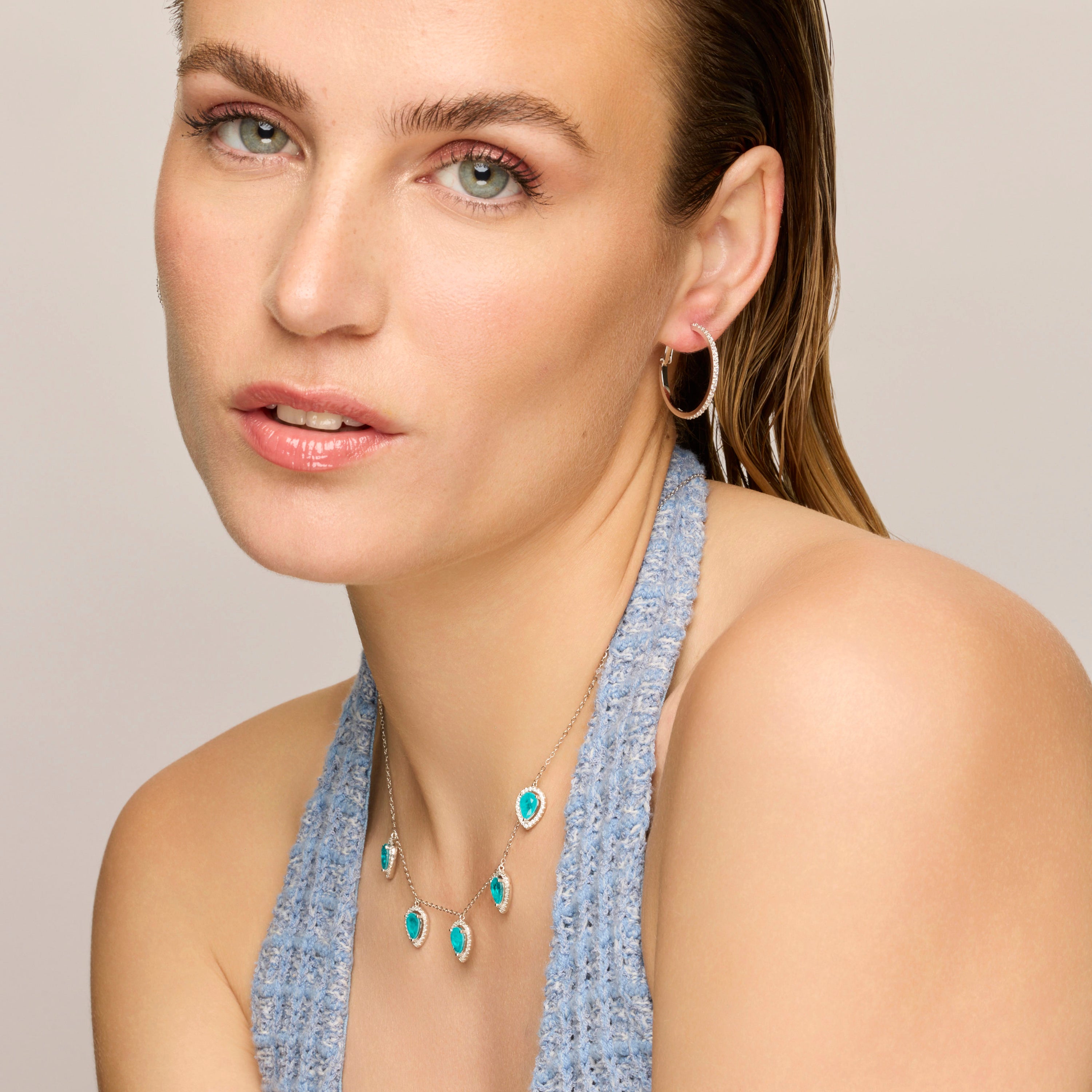 Pendientes de Plata de Ley 925 y Circonita Brillante acabado rodio - Grimki