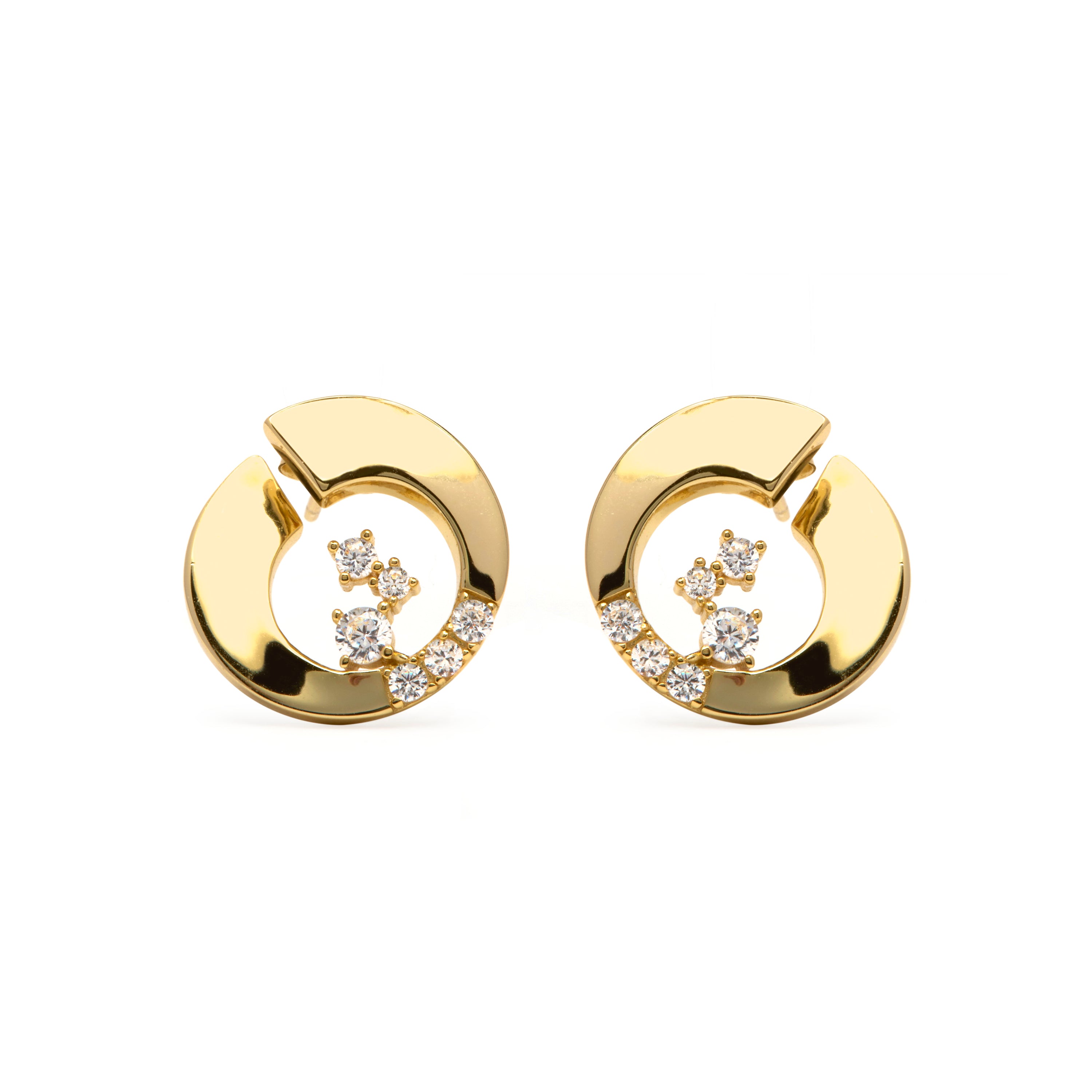 Pendientes de Plata de Ley 925 y Circonita Brillante acabado en oro amarillo 18k - Mortad