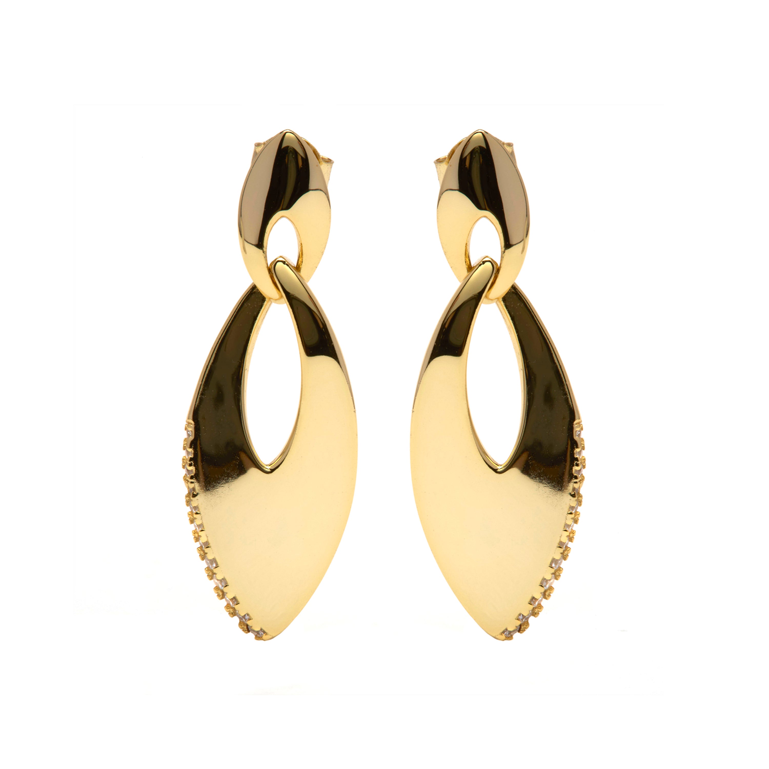 Pendientes de Plata de Ley 925 y Circonita Brillante acabado en oro amarillo 18k - Litob