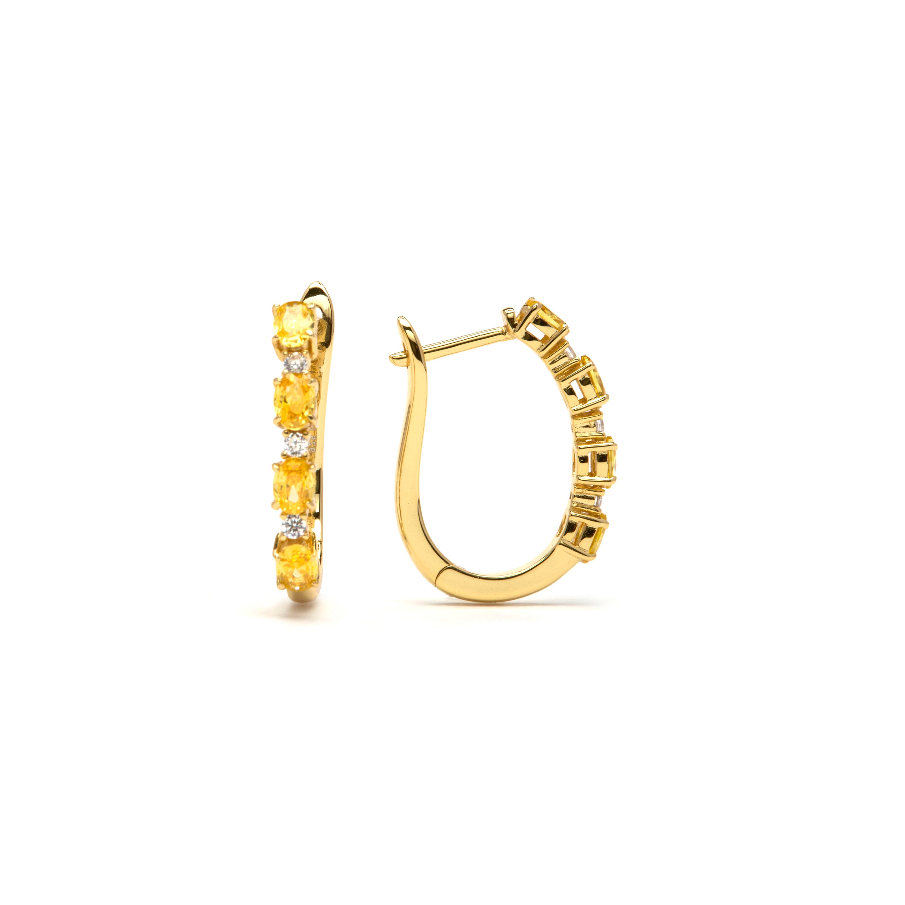 Pendientes de Plata de Ley 925 y Circonita Champagne acabado en oro amarillo 18k - Fiw