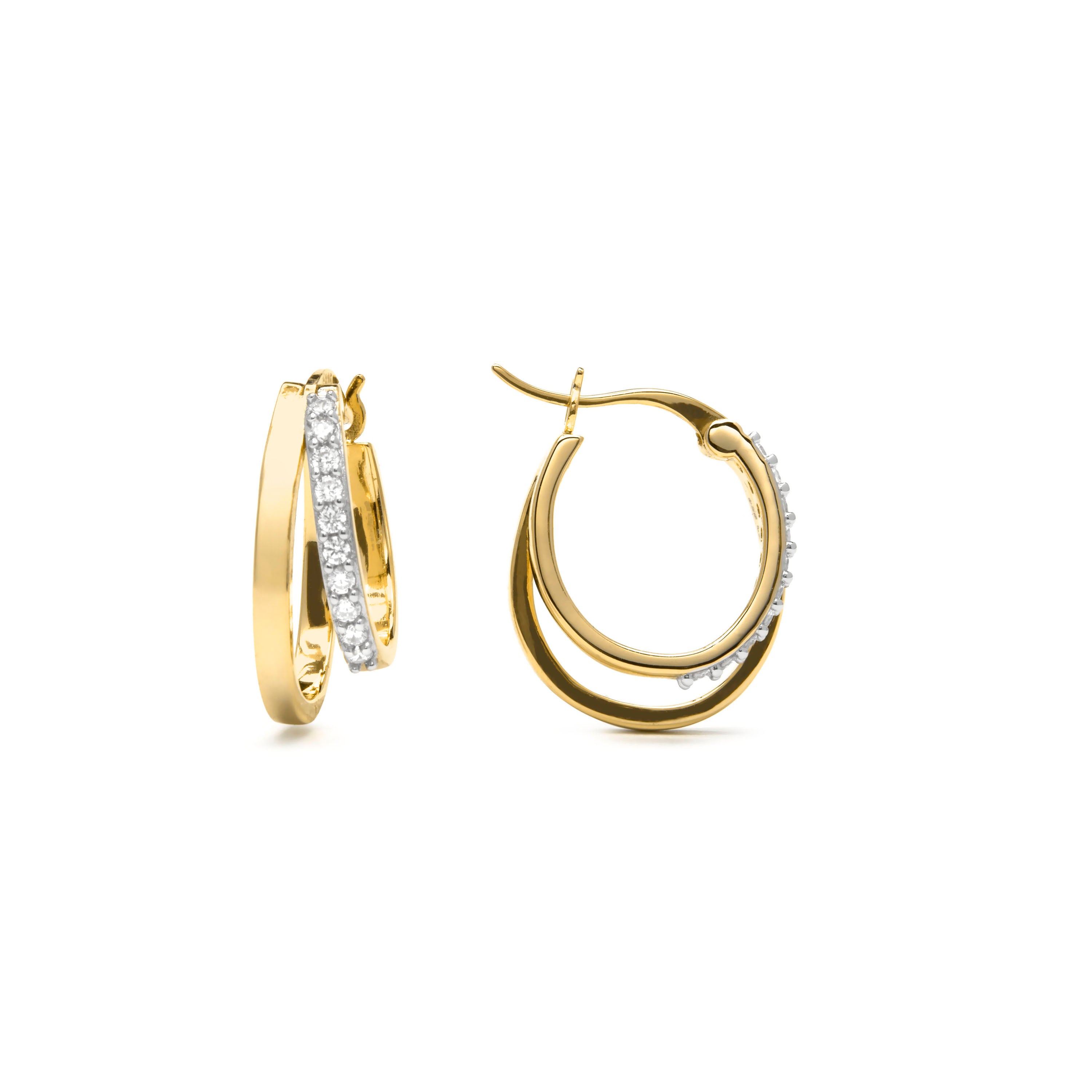 Pendientes de Plata de Ley 925 y Circonita Brillante acabado en oro amarillo 18k - Thisda