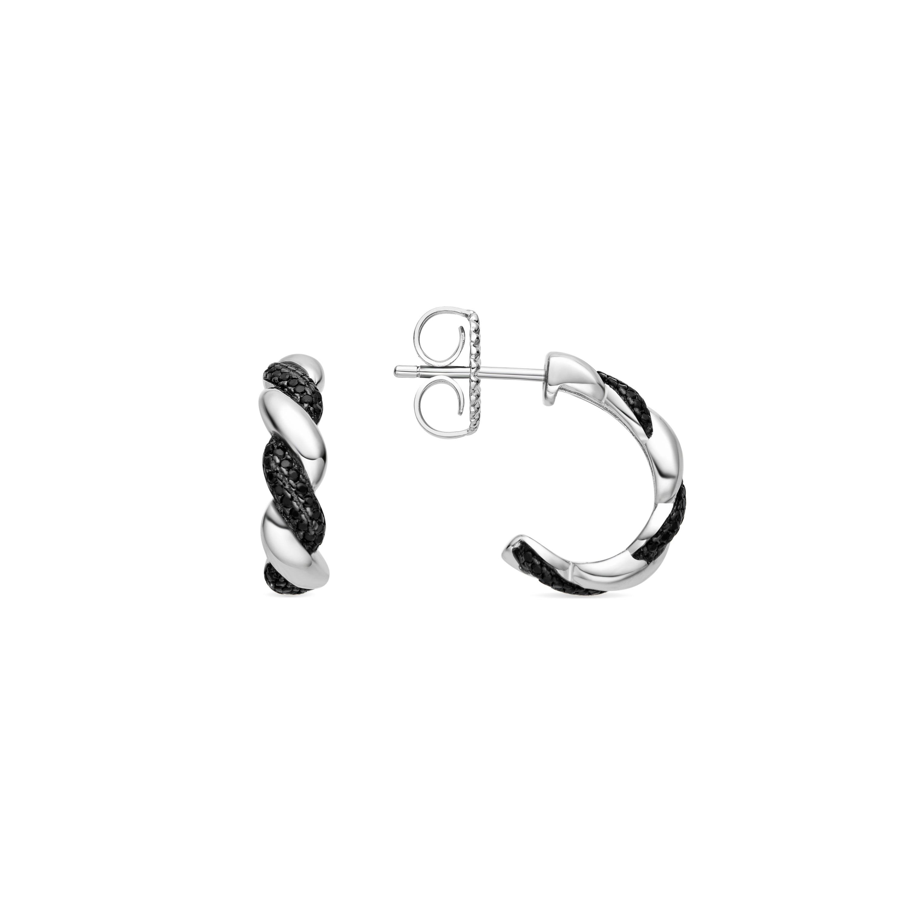 Pendientes de Plata de Ley 925 y Circonita Onix acabado en rodio - Priya