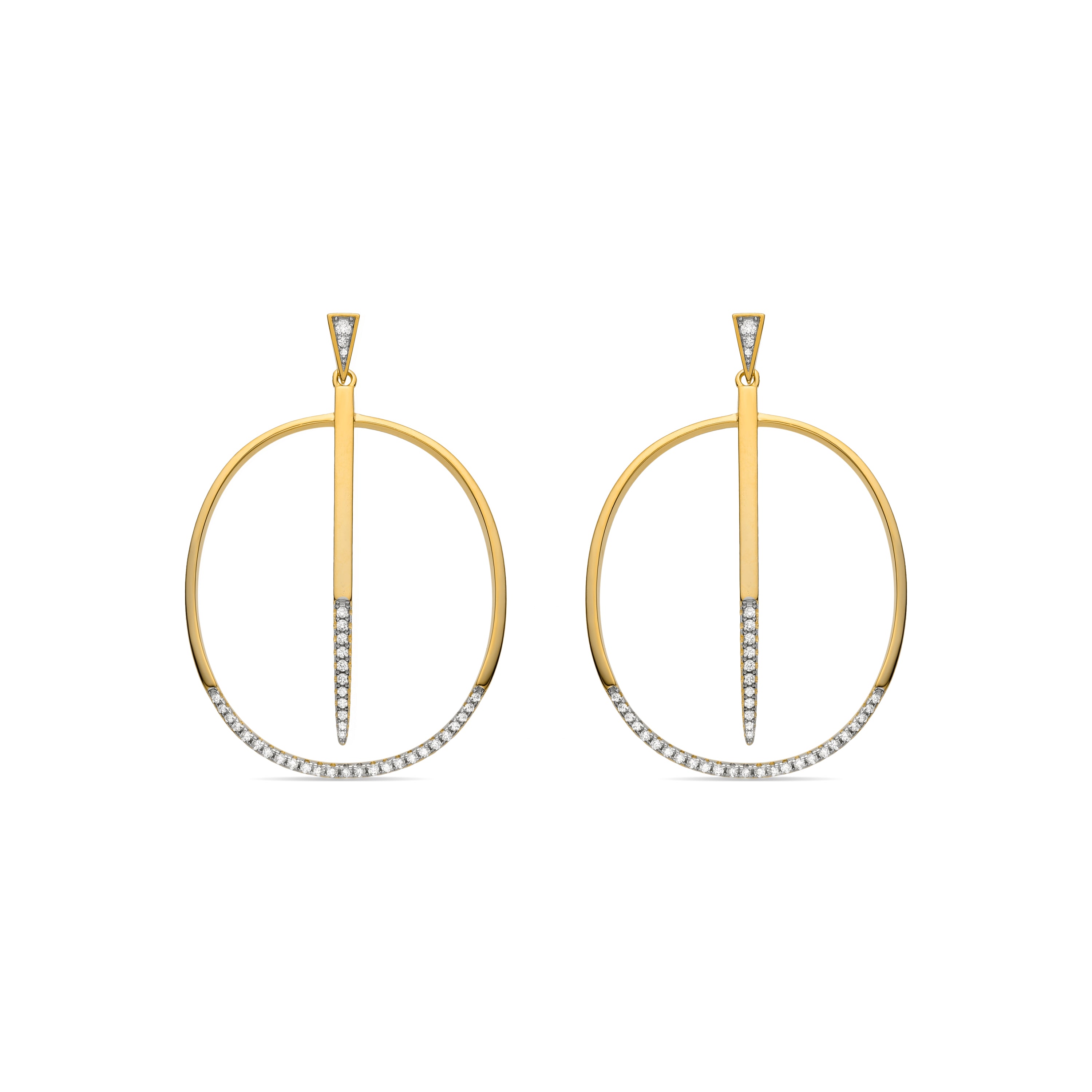 Pendientes de plata de ley 925 con Circonita Brillante acabados en oro amarillo de 18k - Frithbri