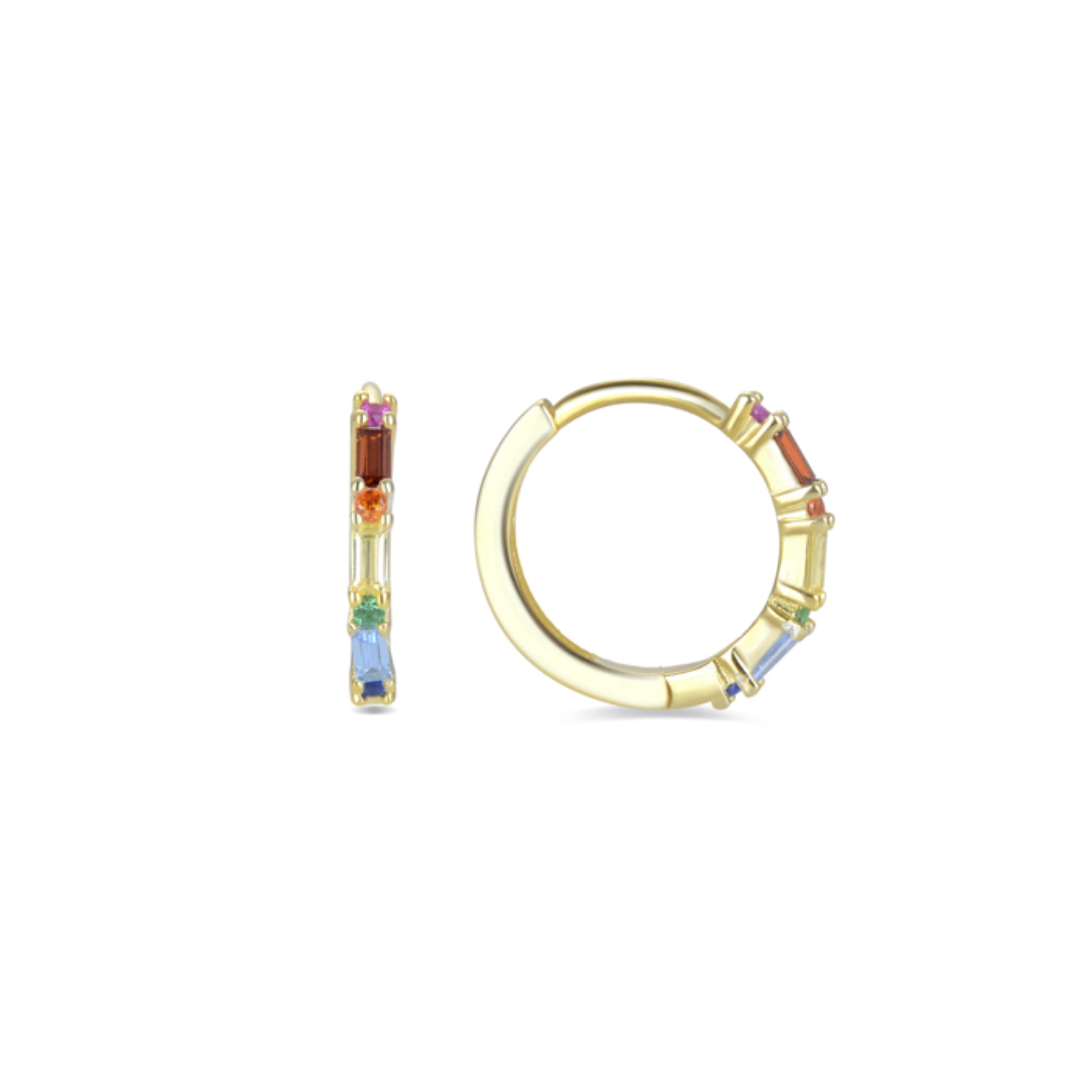 Pendientes de Plata de Ley 925 con Circonita Multicolor acabados en oro amarillo de 18K - Elac