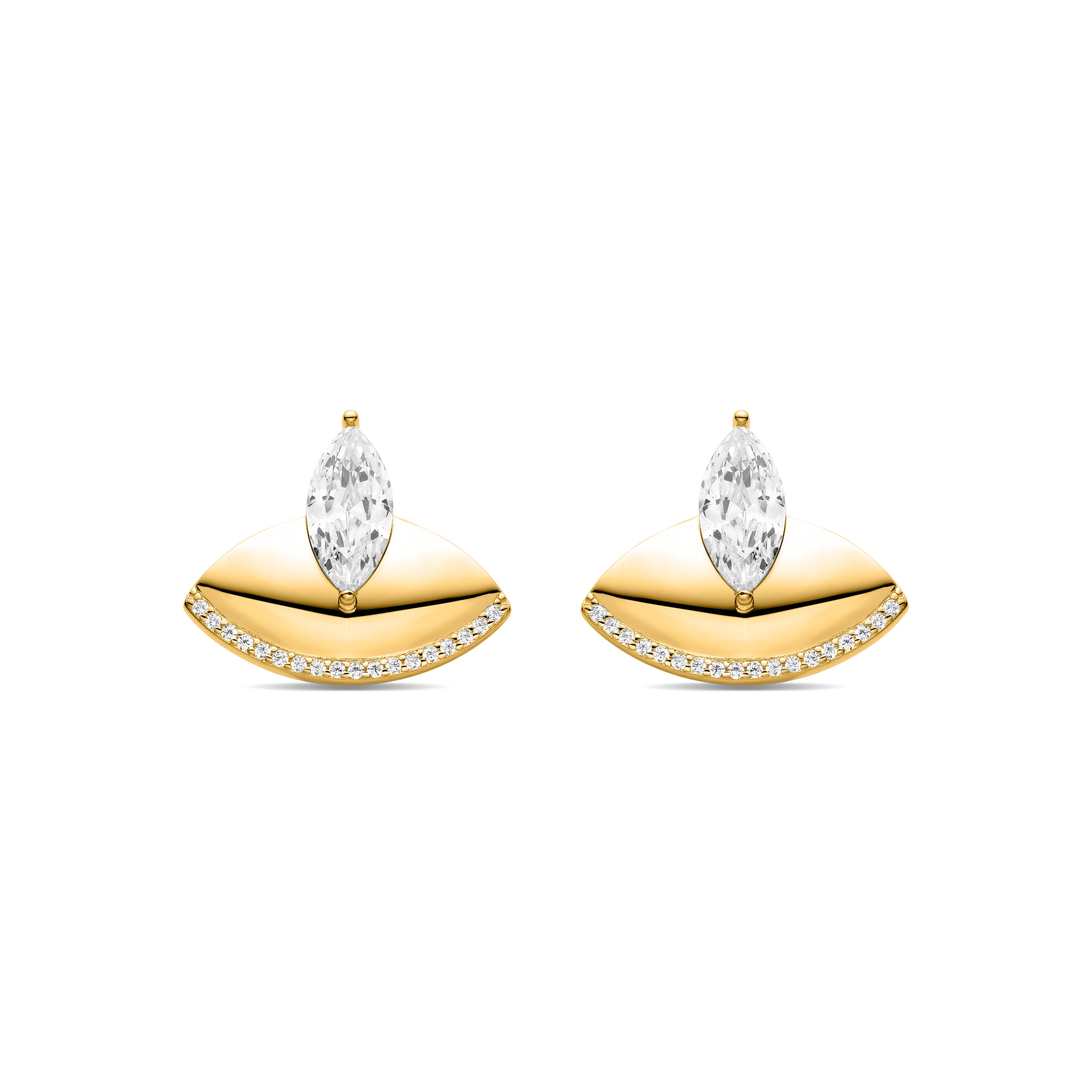 Pendientes de plata de ley 925 con Circonita Brillante acabados en oro amarillo de 18k - Jinn