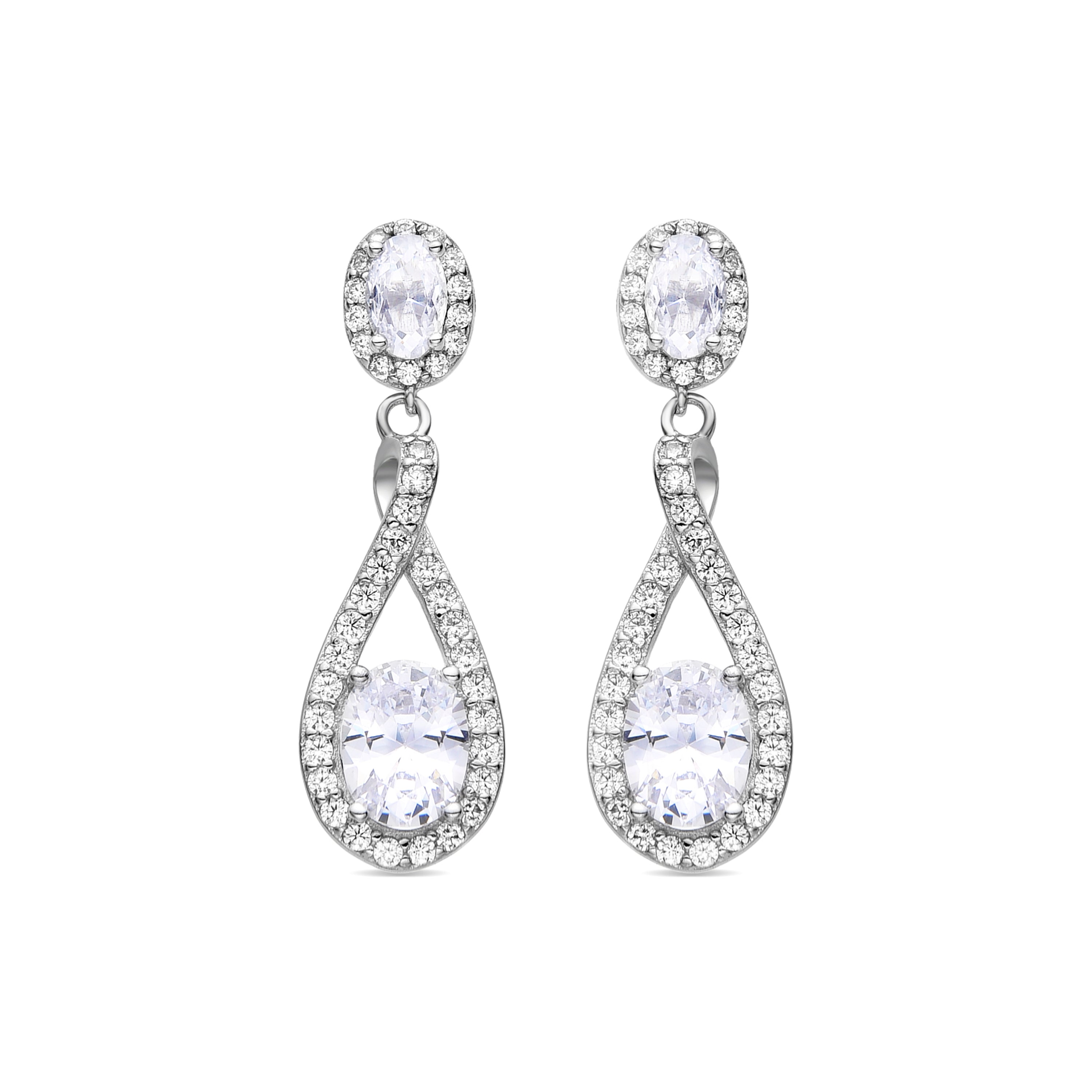 Pendientes de Plata de Ley 925 con Circonita Brillante acabados en rodio - Anard