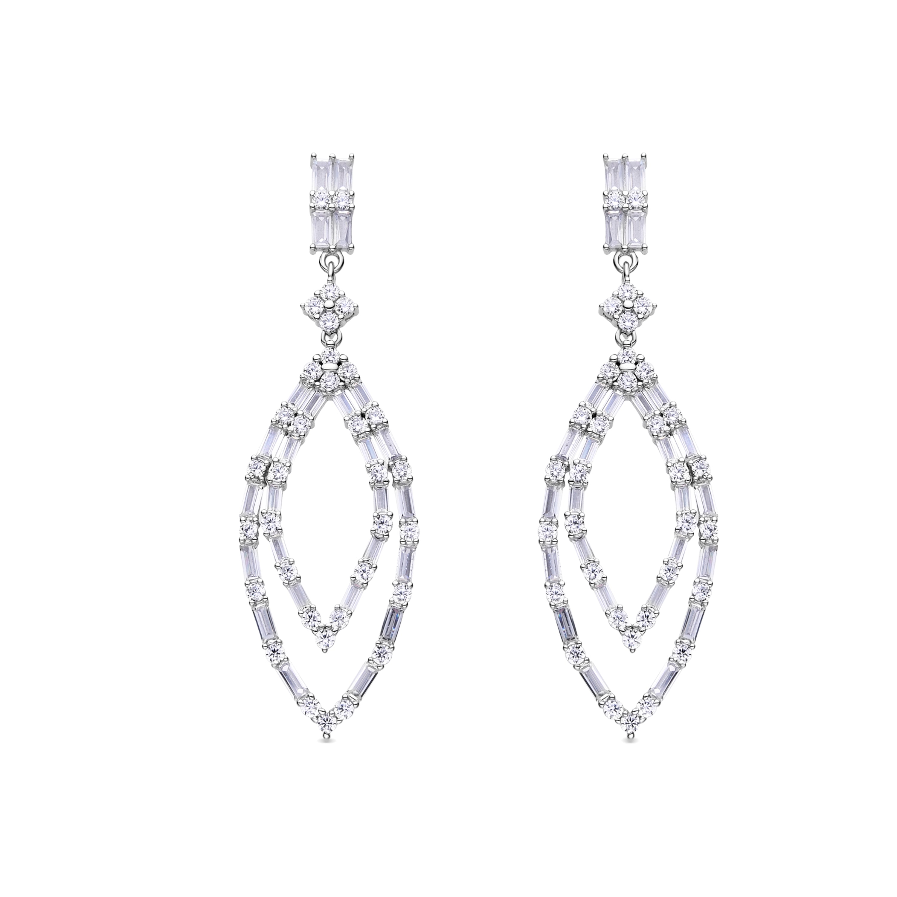 Pendientes de Plata de Ley 925 y Circonita Brillante acabados en rodio - Reintro