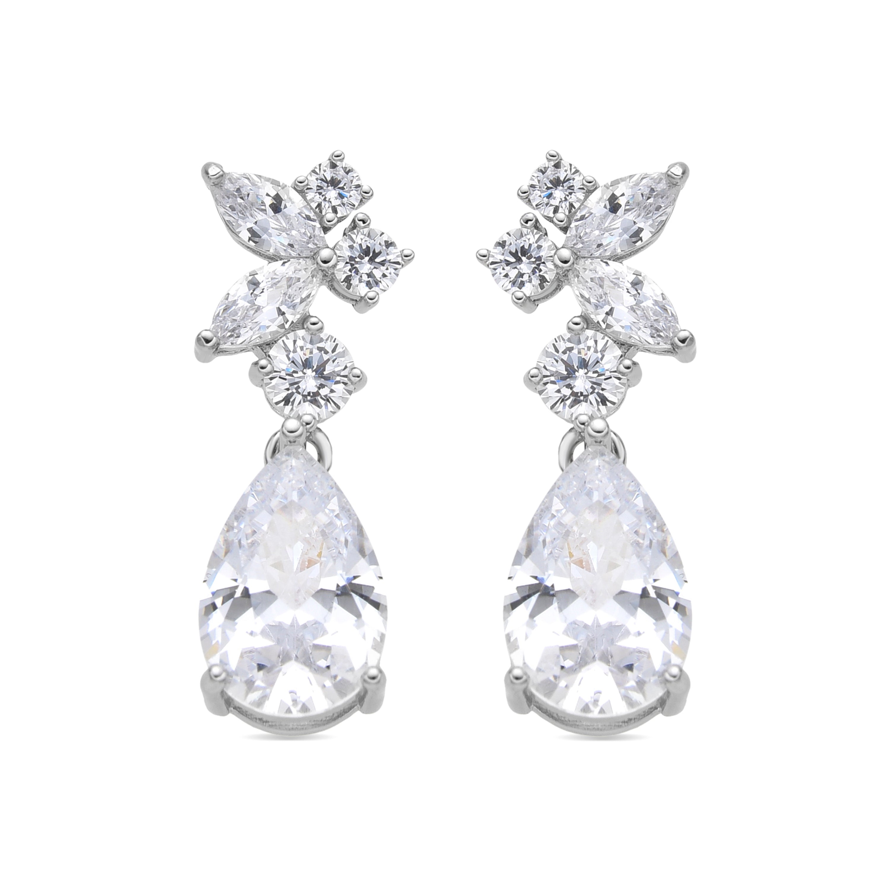 Pendientes de Plata de Ley 925 y Circonita Brillante acabado rodio - Raxal