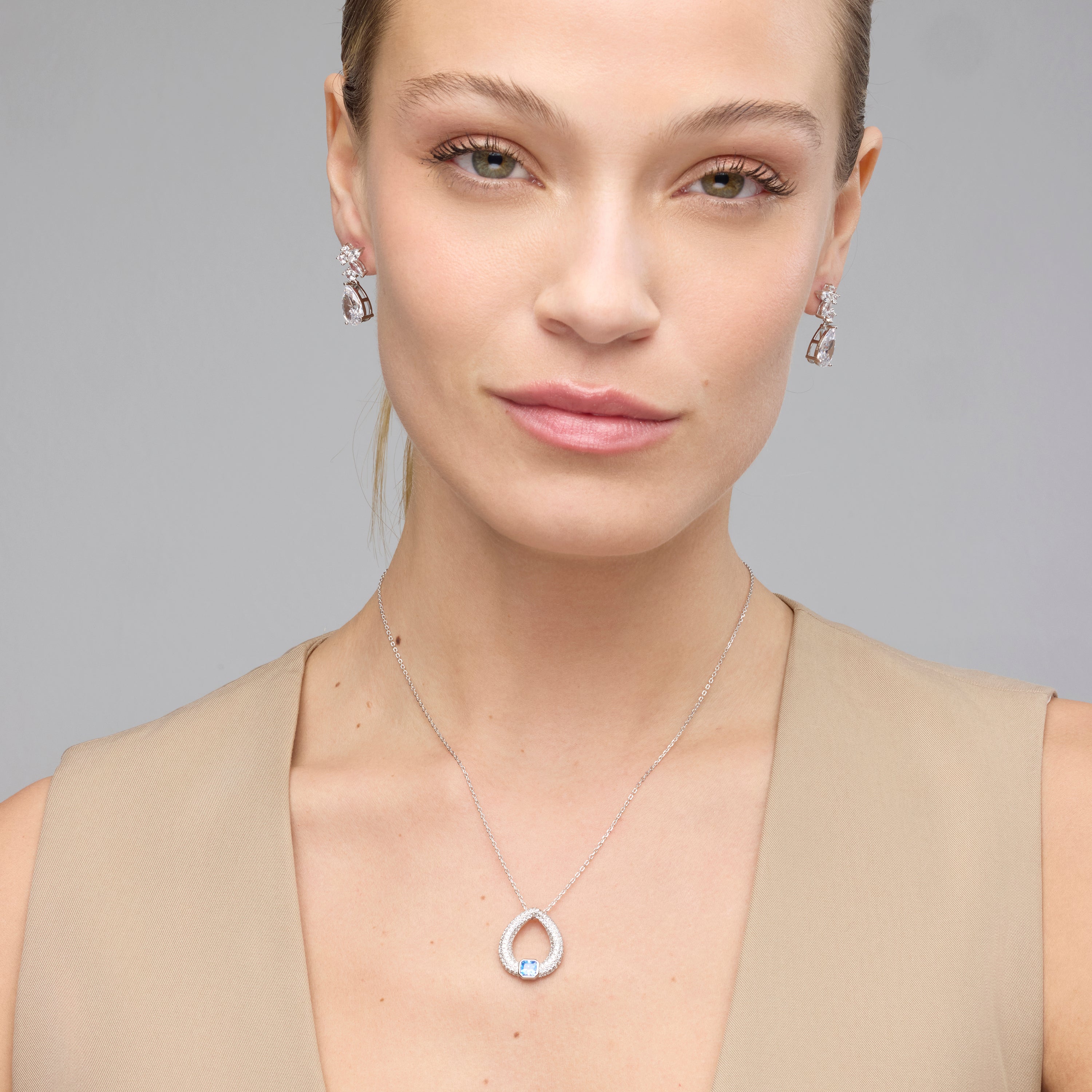 Pendientes de Plata de Ley 925 y Circonita Brillante acabado rodio - Raxal