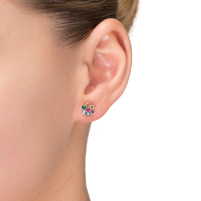 Pendientes de Plata de Ley 925 con Circonita Multicolor acabados en oro rosa 18K - Laken
