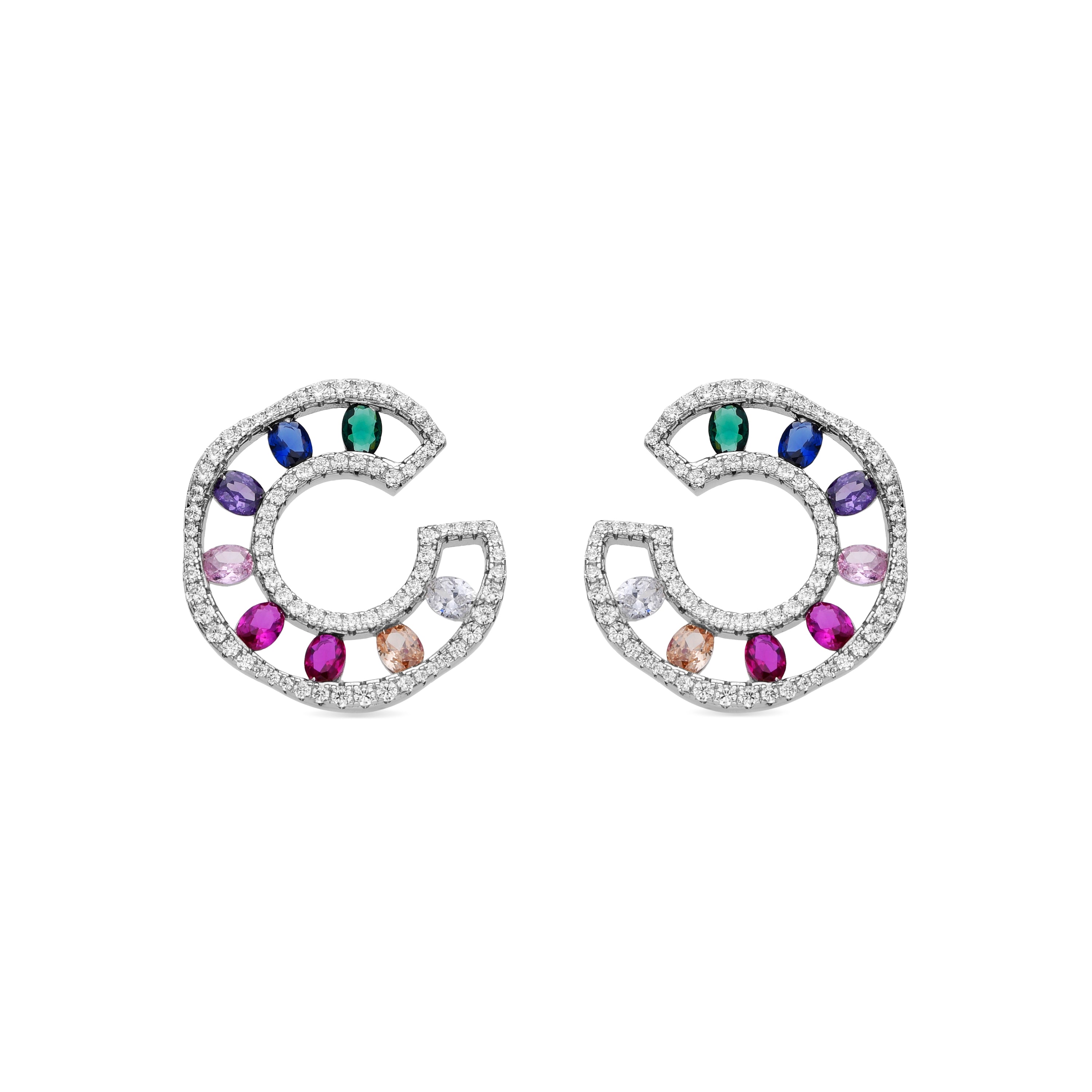 Pendientes de Plata de Ley 925 y Circonita Multicolor acabados en rodio - Insim