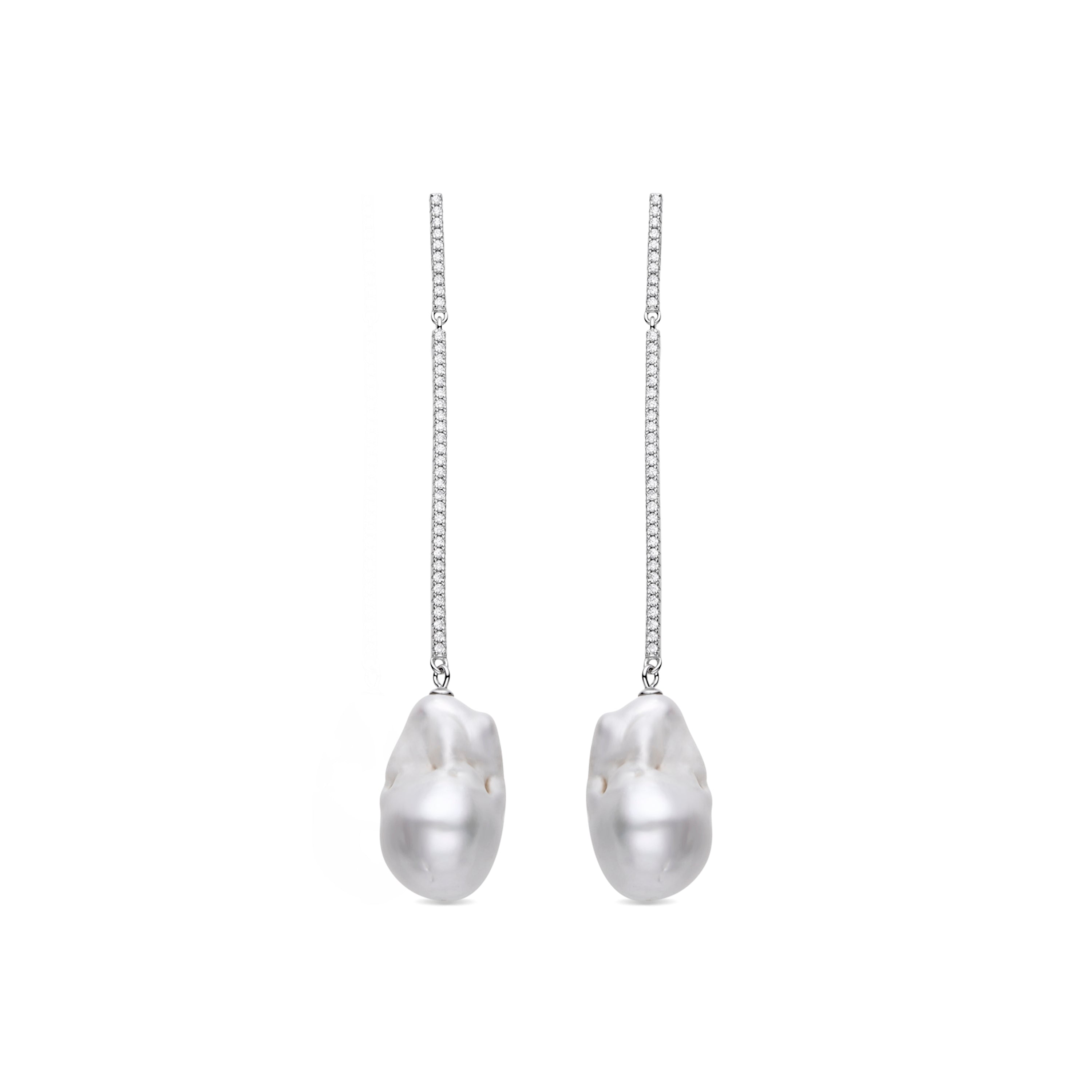 Pendientes de Plata de Ley 925 y Perla Blanca acabados en rodio - Ralus