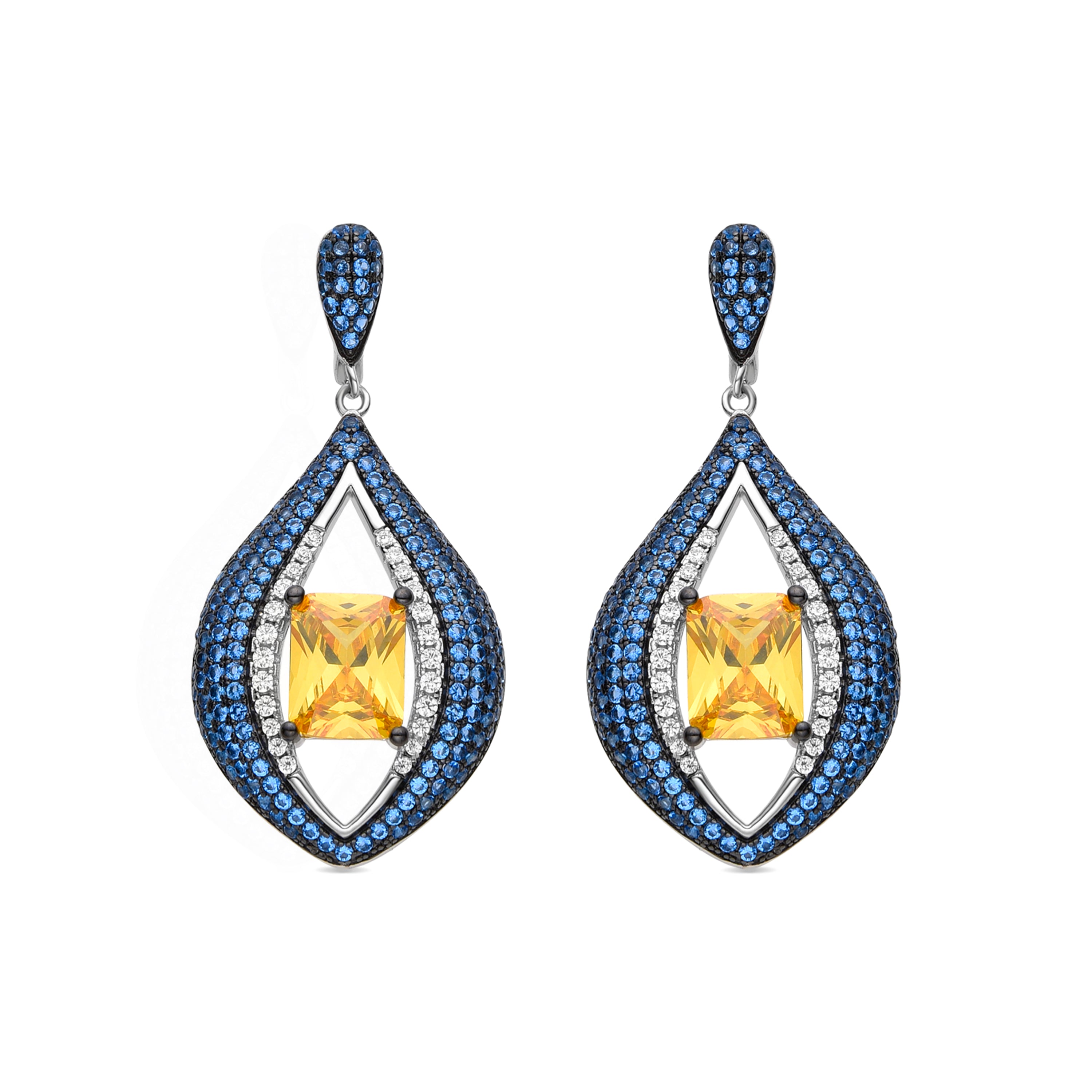 Pendientes de Plata de Ley 925 y Circonita Multicolor acabados en rodio - Nyasain