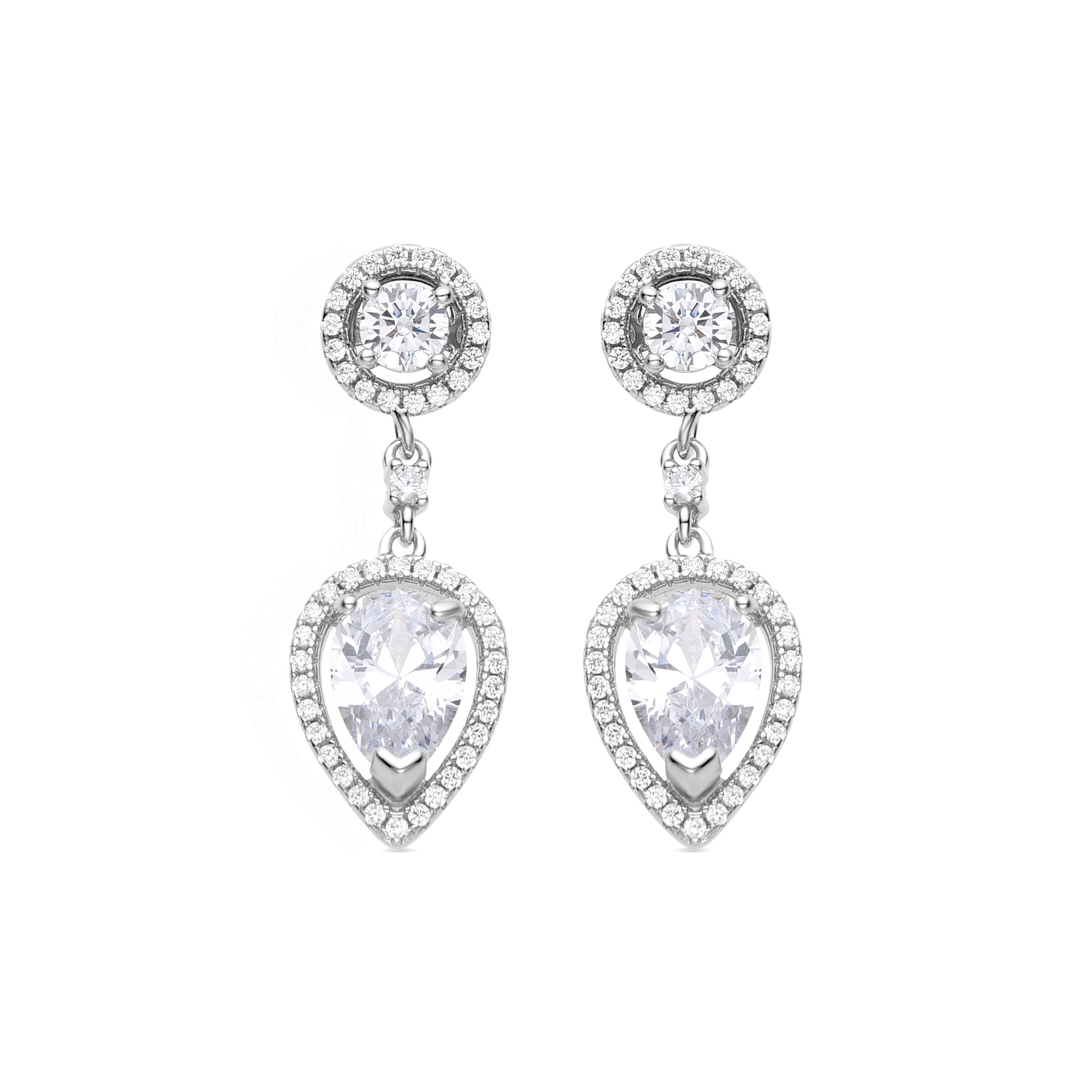 Pendientes de Plata de Ley 925 y Circonita Brillante acabados en rodio - Lahy